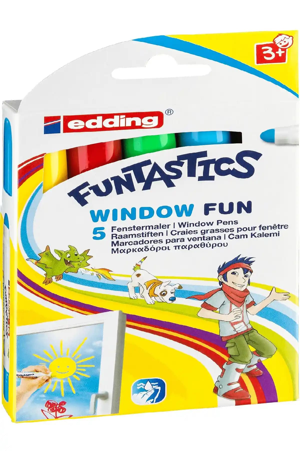 Edding Funtastics 5'li Cam Boyama Kalemi: Canlı Renkler ve Güvenli Kullanım Özellikleri