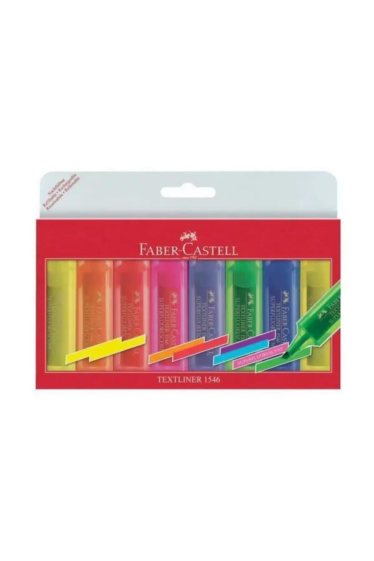 Faber Castell Fosforlu Kalem Seti 8 Renkli Canlı ve Dayanıklı Çizim Malzemeleri
