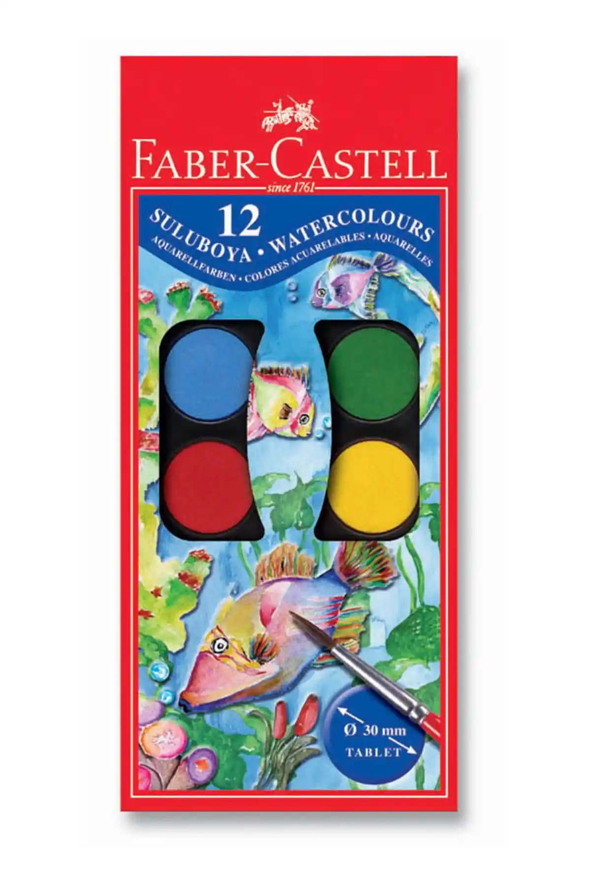 Faber Castell Suluboya Büyük Boy 12 Renk: Çocuklar ve Sanatçılar İçin Güvenilir Boya Seti
