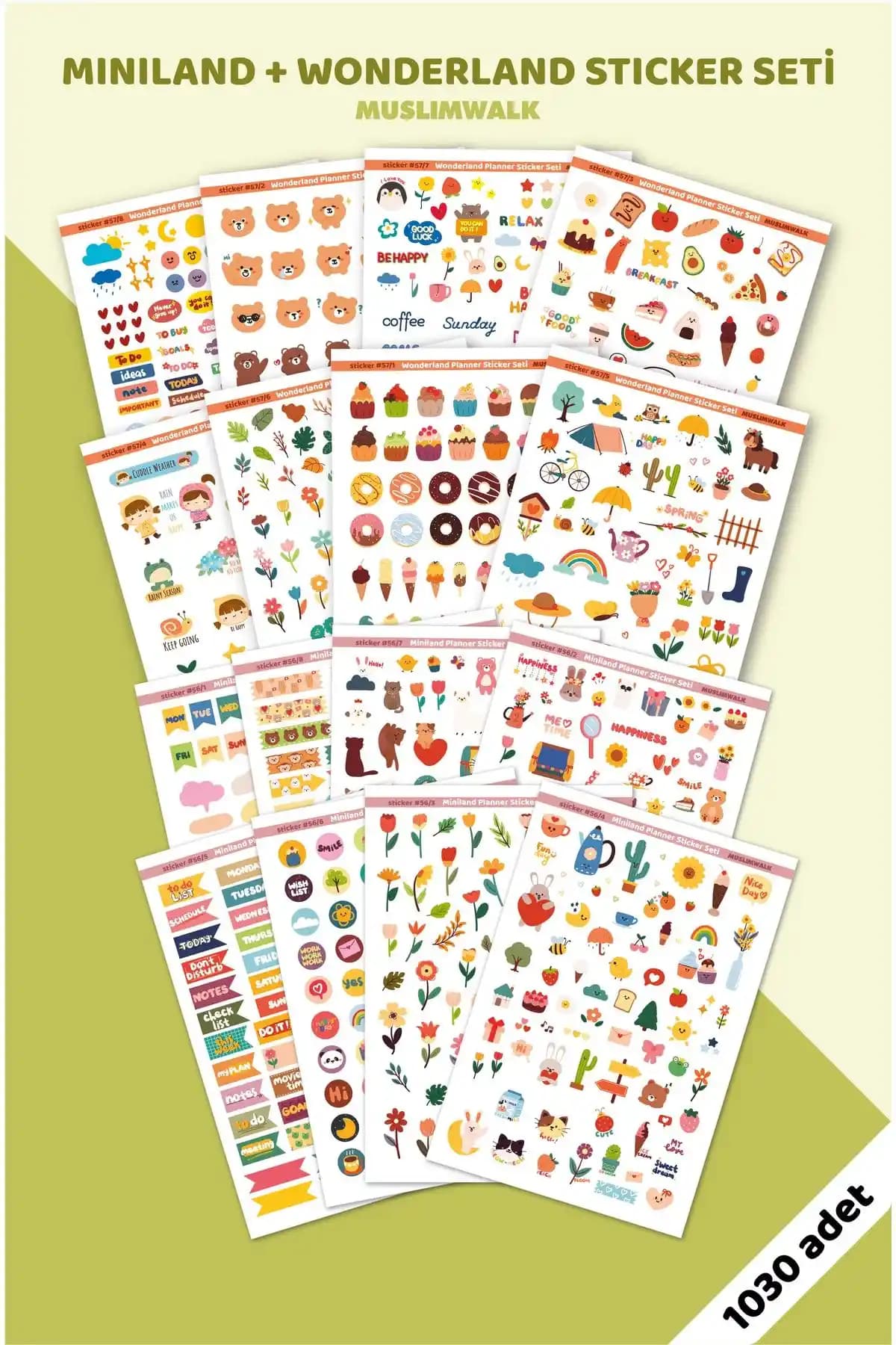 MuslimWalk Miniland ve Wonderland Temalı Planlayıcı Sticker Seti İle Organizasyonunuzu Geliştirin
