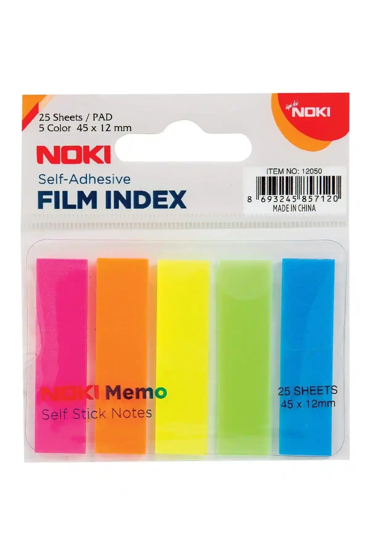 Noki Memo Film Index 5 Renk 12x45mm Yapışkan Notluk Ofis ve Eğitim için Uygun