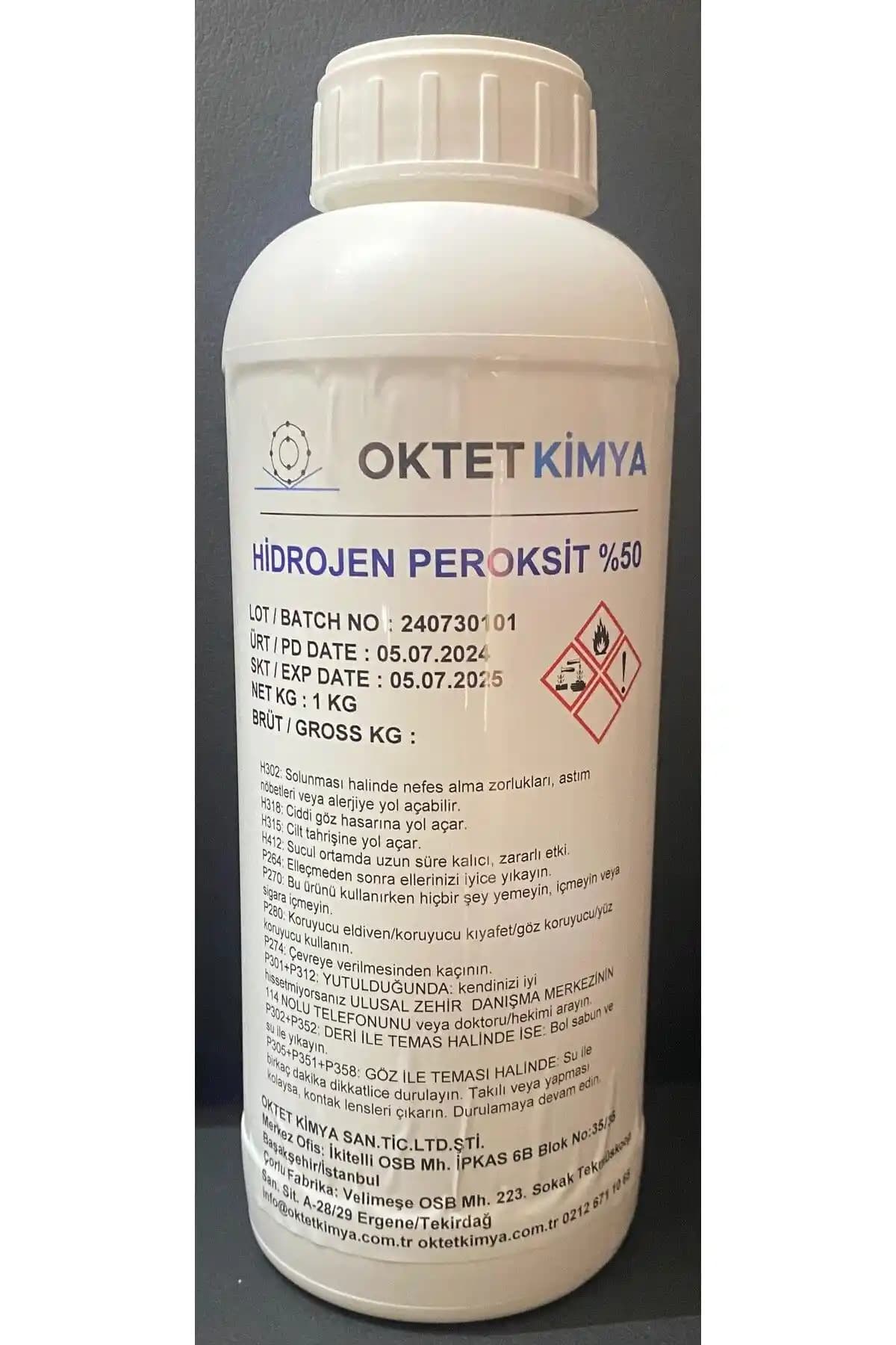 Oktet Hidrojen H2O2 Peroksit %50 Oksijenli Su Temizlik ve Dezenfeksiyon Çözümü