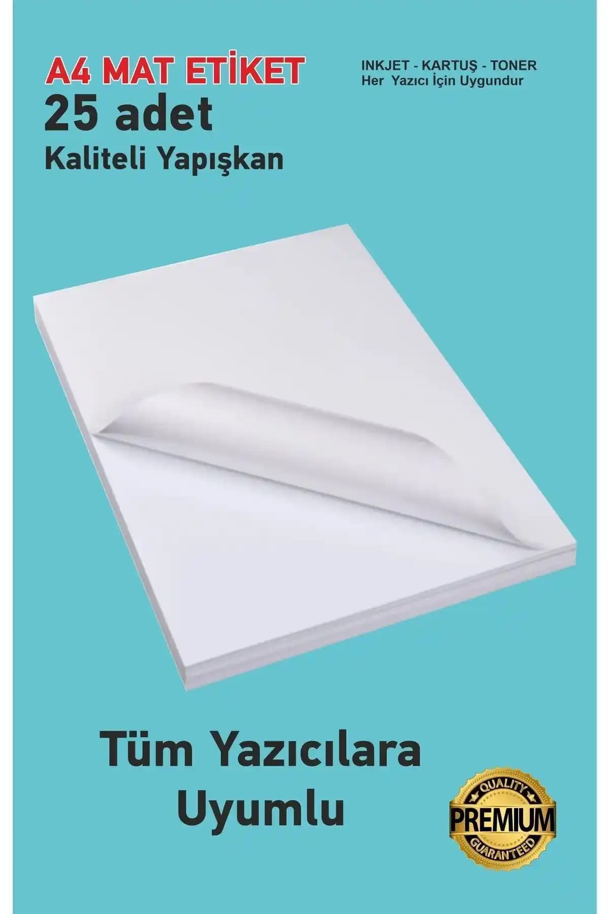 Yüksek Kaliteli Yapışkanlı Mat A4 Etiketler 25 Adet Ofis ve Endüstri Kullanımı İçin