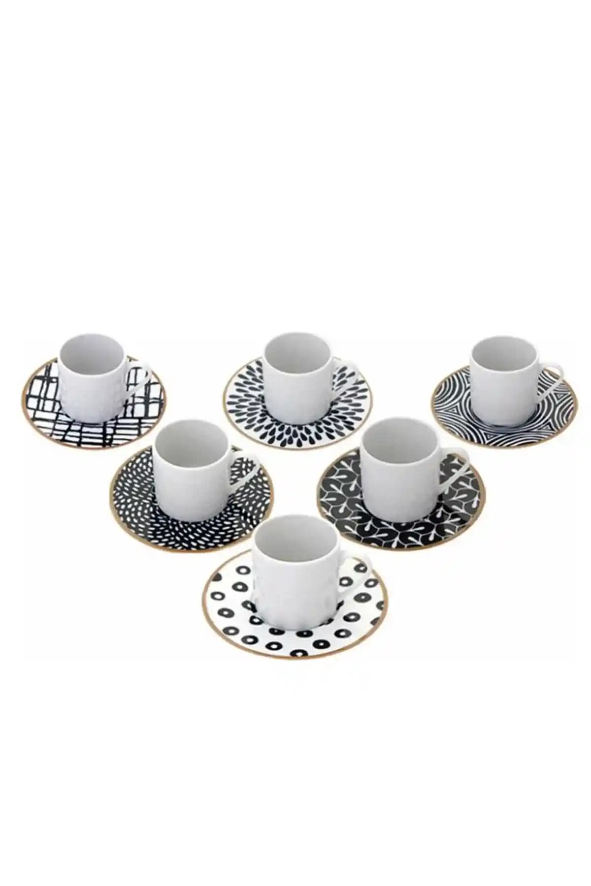 Porland Fractal 12 Parça Kahve Takımı Modern ve Dayanıklı Dekorasyon Çözümü