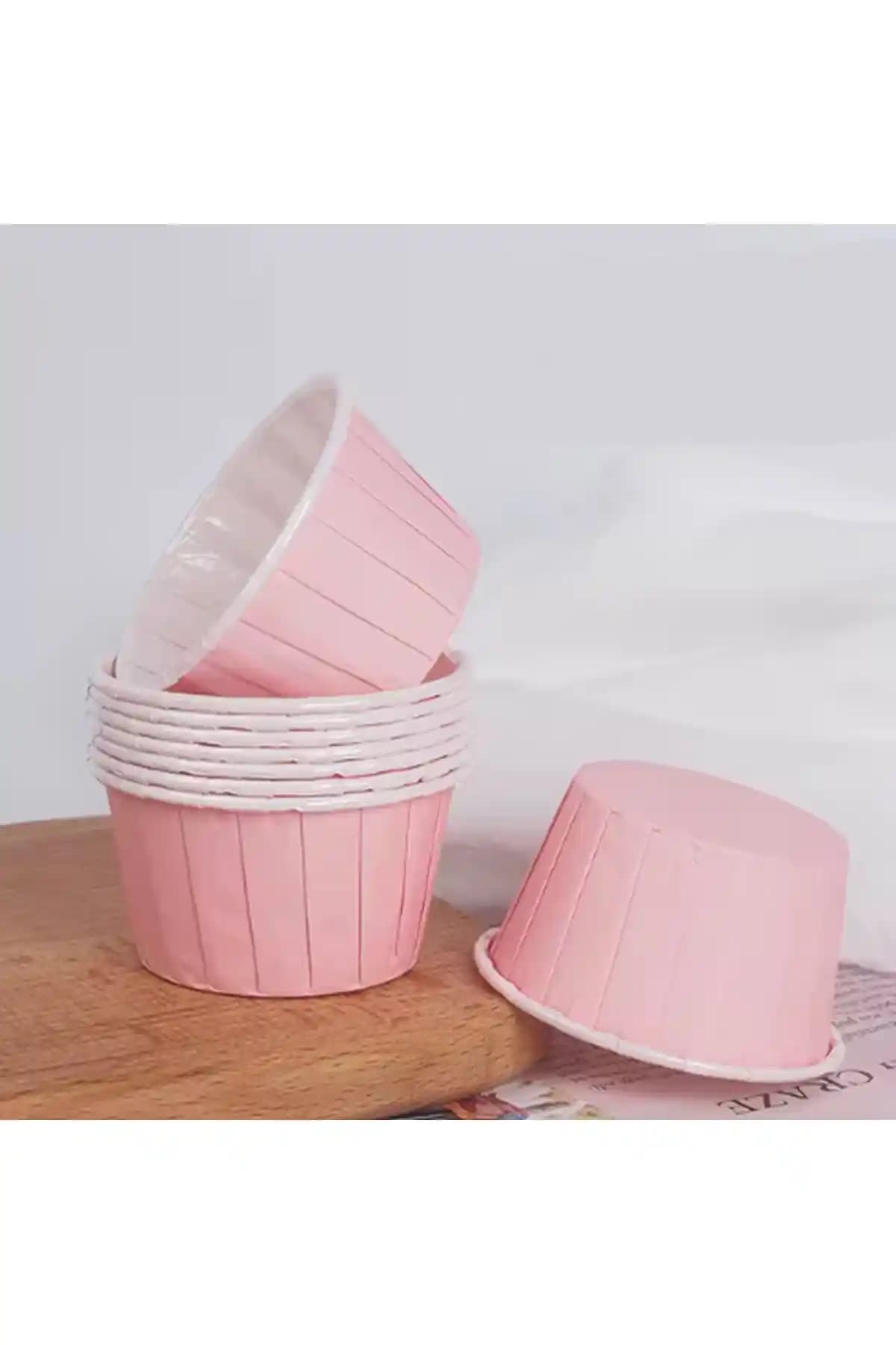 50'li pembe fırına uygun kek kalıbı kapsülü seti: ağız 6,5 cm, taban 5 cm, yükseklik 4 cm