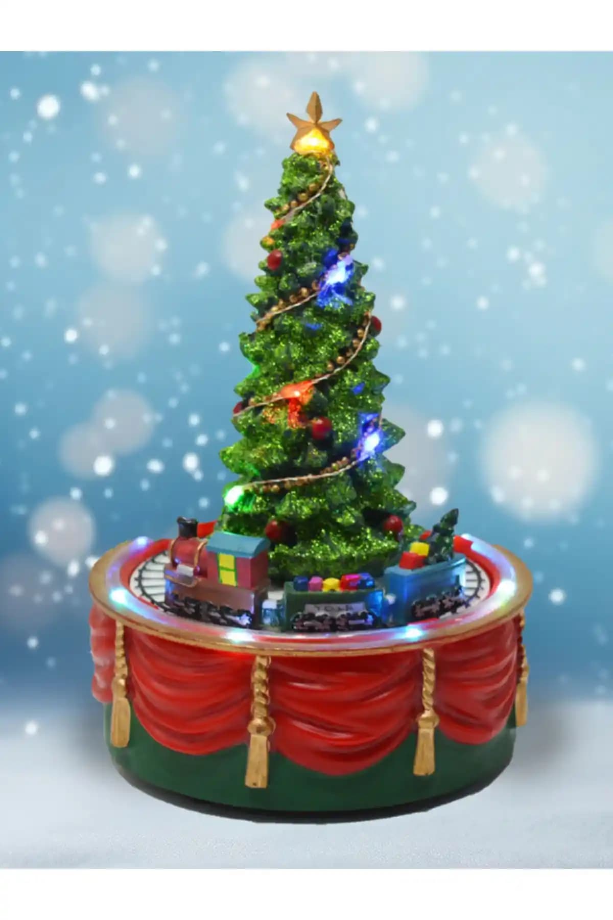 Genel Markalar Ledli Müzikli Dönen Yılbaşı Ağacı 21 cm — Kompakt Masaüstü Dekor