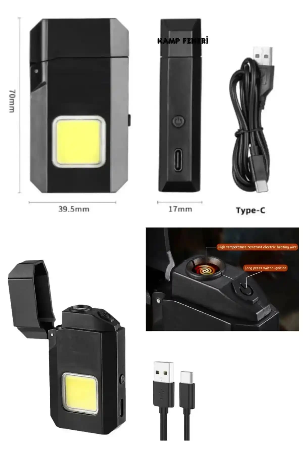 Güvenilir Elektrikli Açık Hava Çakmak: Rüzgâr ve Su Geçirmez, Type-C Şarjlı Tasarım