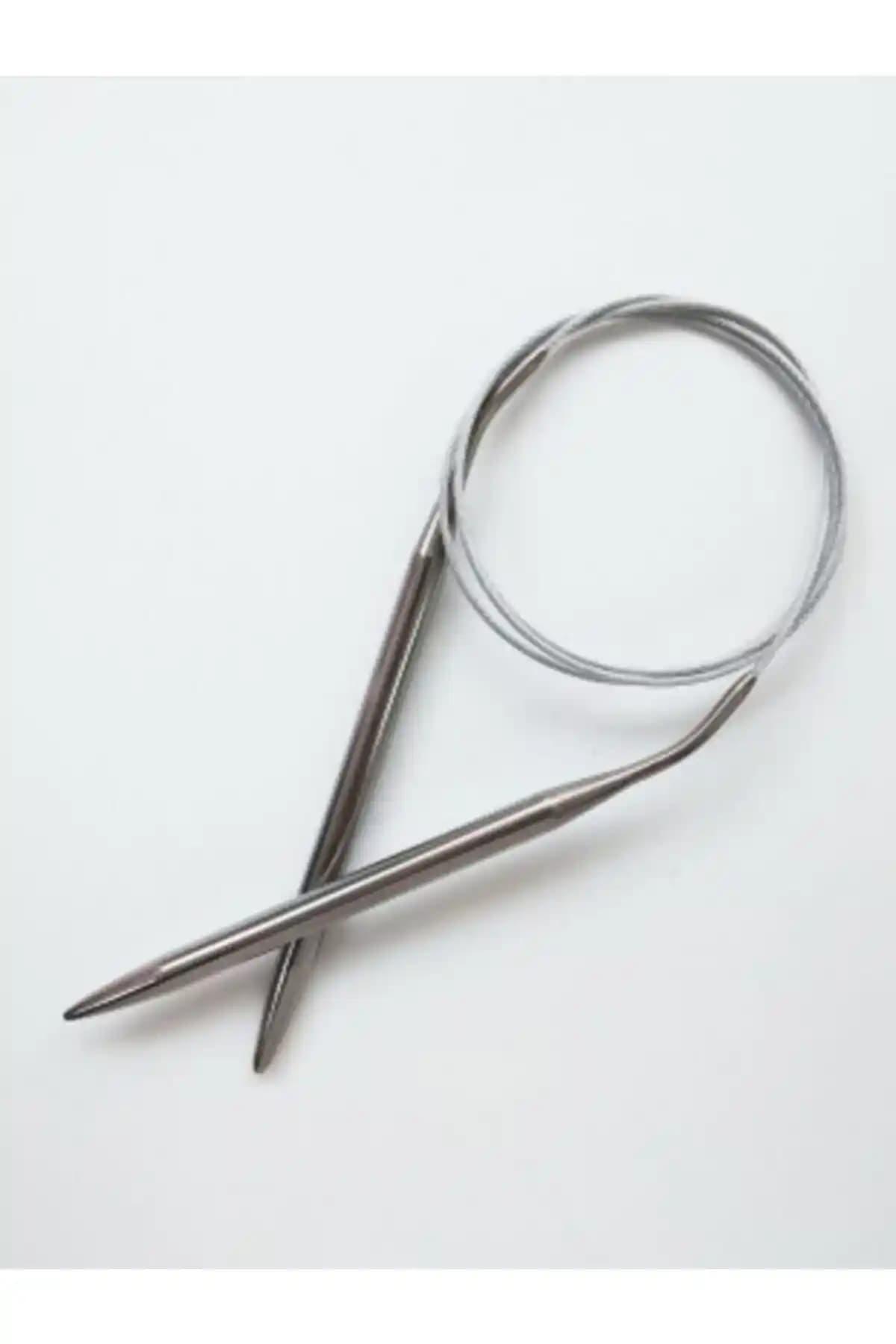 Masal Örgü Evi Misinalı Çelik Telli Şiş 60 cm No:7,00 mm, Yakadan Başlama İçin Uygun