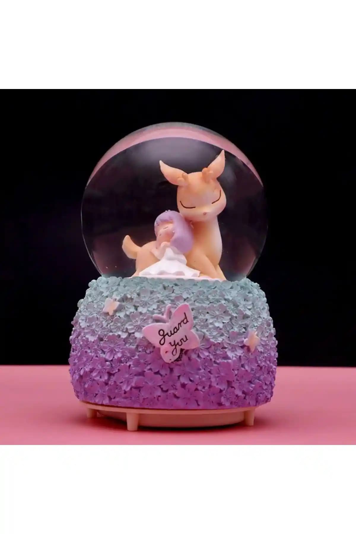 rk tasarım Sevimli Dostlar Temalı Orta Boy Işıklı Müzikli Kar Küresi - Dekoratif Özellikler