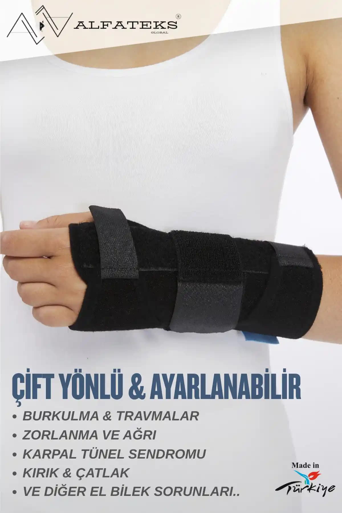 ALFATEKS Çift Yönlü Neopren El Bilek Ateli Bileğinize Özel Destek ve Konfor Sağlar