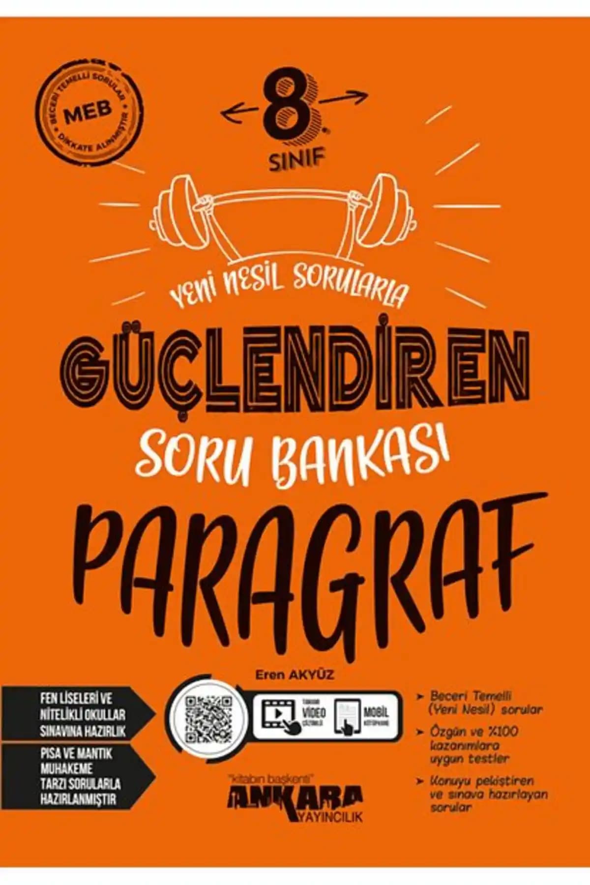 Ankara Yayıncılık 8. Sınıf Paragraf Güçlendiren Soru Bankası 2024-2025 Güncel Baskı