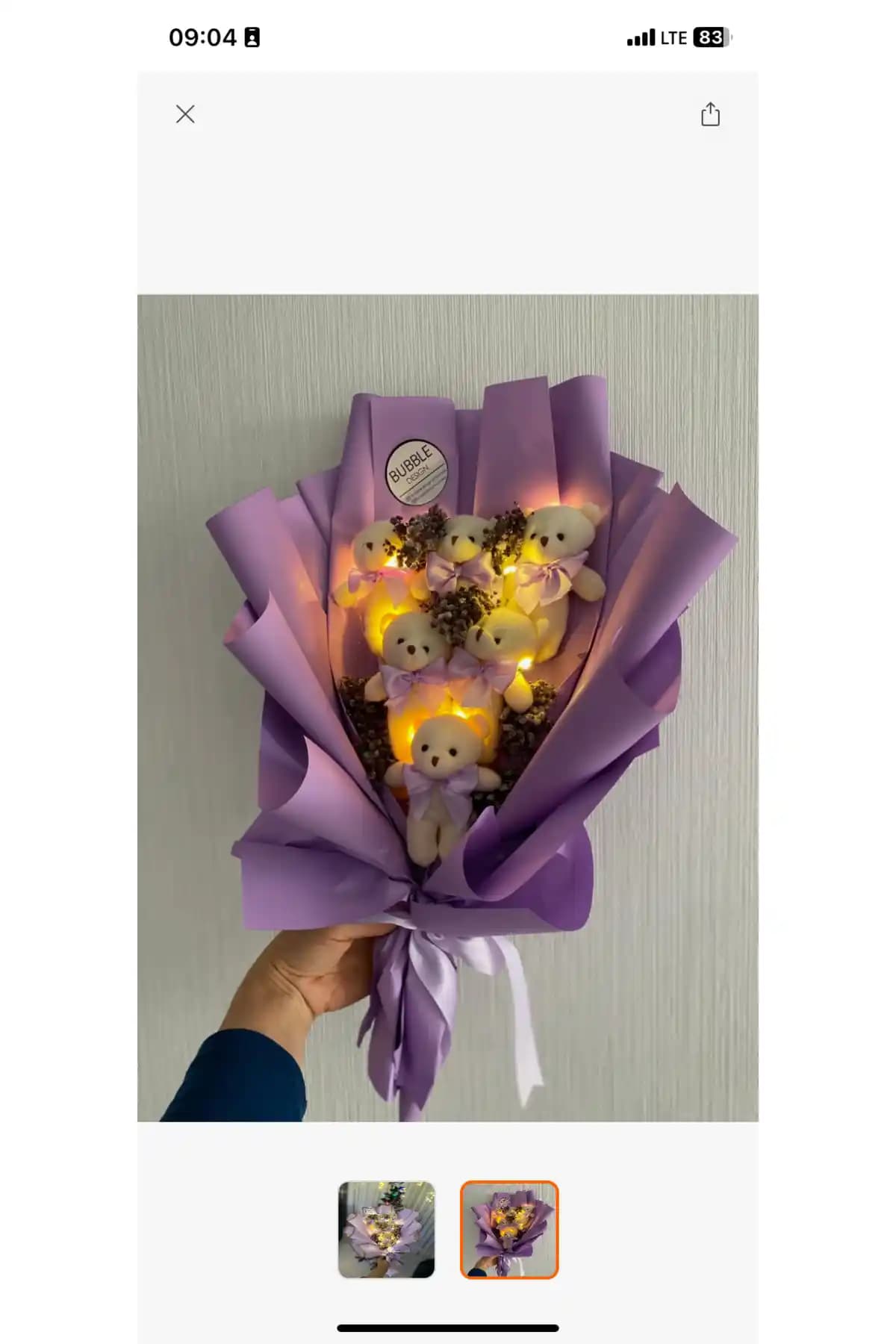 Bubbledesign Mor Ayıcık Çiçek Buketi Işıklı Sevgiliye Hediye Ürünü Detayları ve Özellikleri