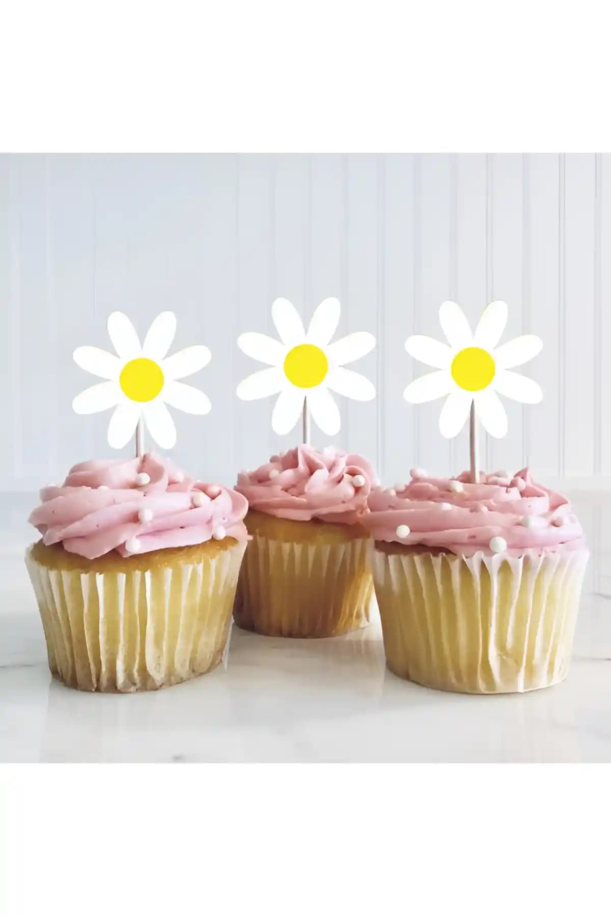 COLOROFSTORY Papatya Temalı 12'li Cupcake Çubuğu Doğal ve Şık Tasarımıyla Partilere Renk Katıyor