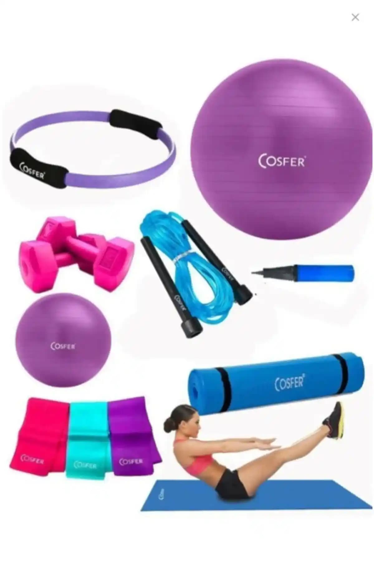 Cosfer Csf-tr033 8 Parçalı Pilates Seti ile Evde Sağlıklı ve Etkili Egzersiz Deneyimi