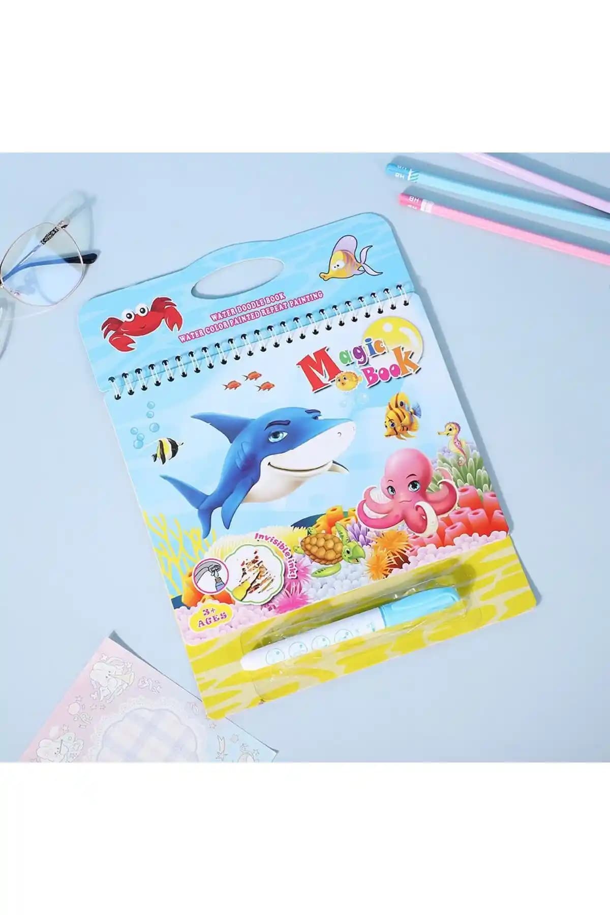 Deniz Dünyası Sihirli Su Boyama Kitabı Çocuklar İçin Güvenli ve Eğlenceli