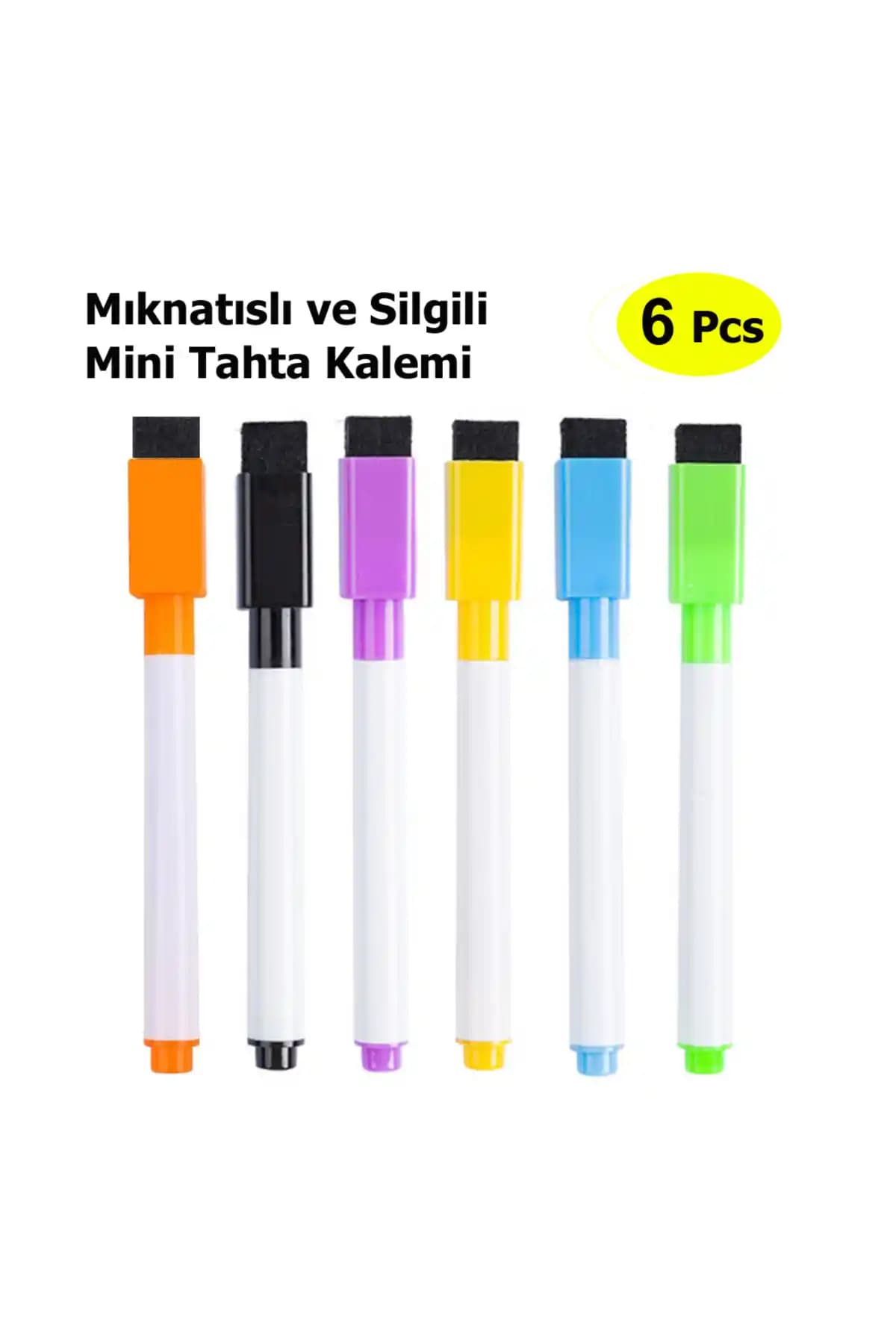 Dünya Magnet 6 Renkli Manyetik Silgili Akıllı Tahta Kalemi Seti