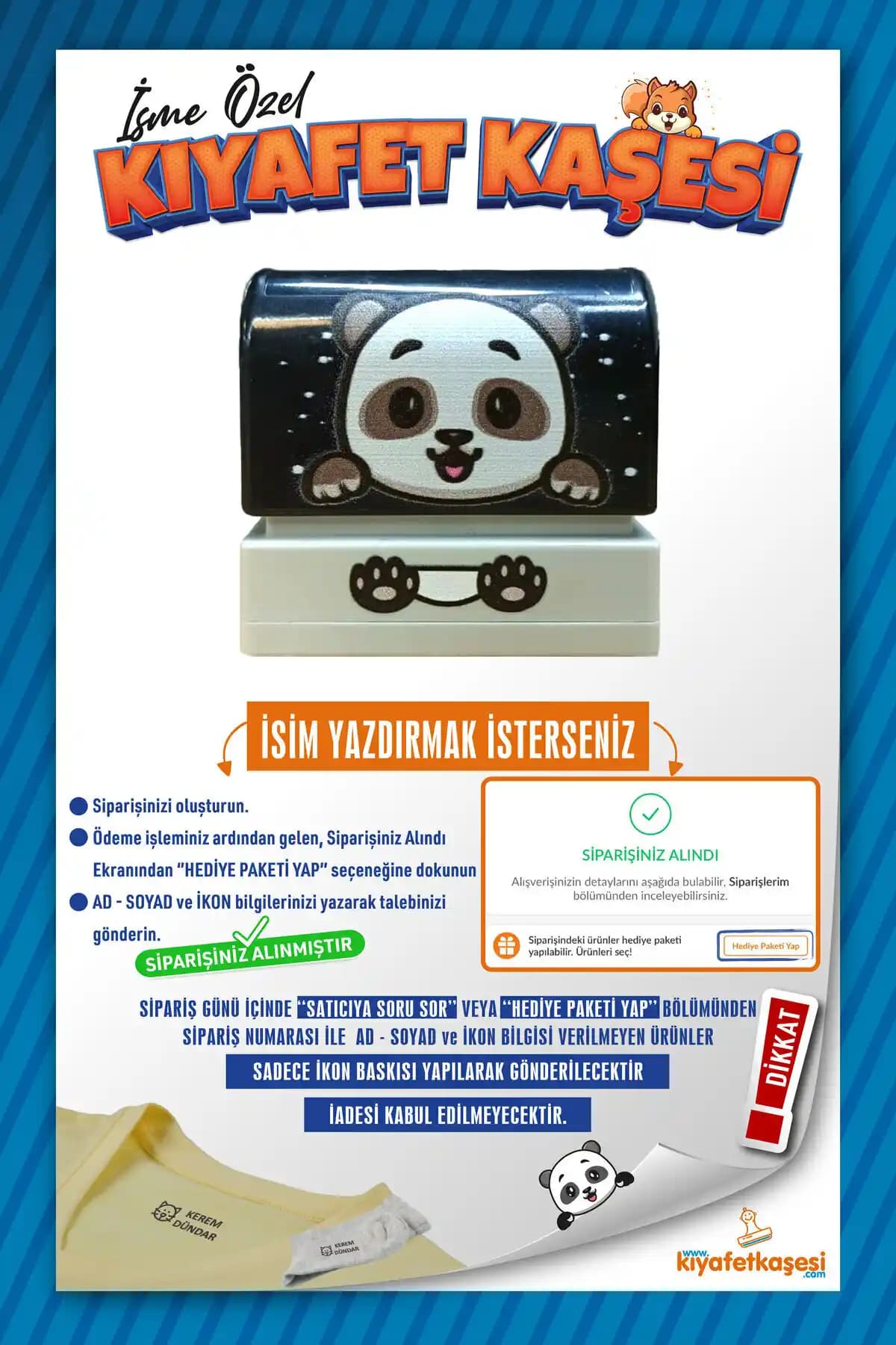 EDİP BASKI Siyah Panda Çocuk Kıyafetleri İçin Pratik ve Dayanıklı Kişiselleştirme Çözümü