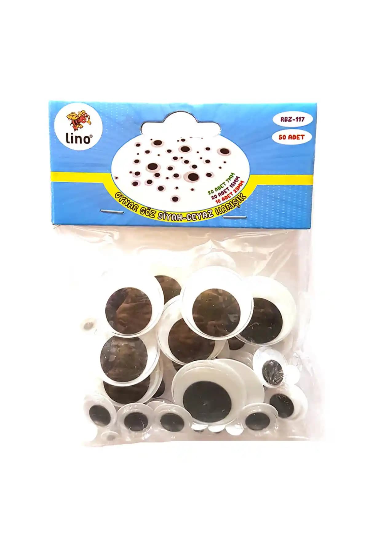 El İşi ve Hobi Projeleri İçin Çok Yönlü Oynar Göz Seti Siyah-Beyaz 50’li RBZ-117