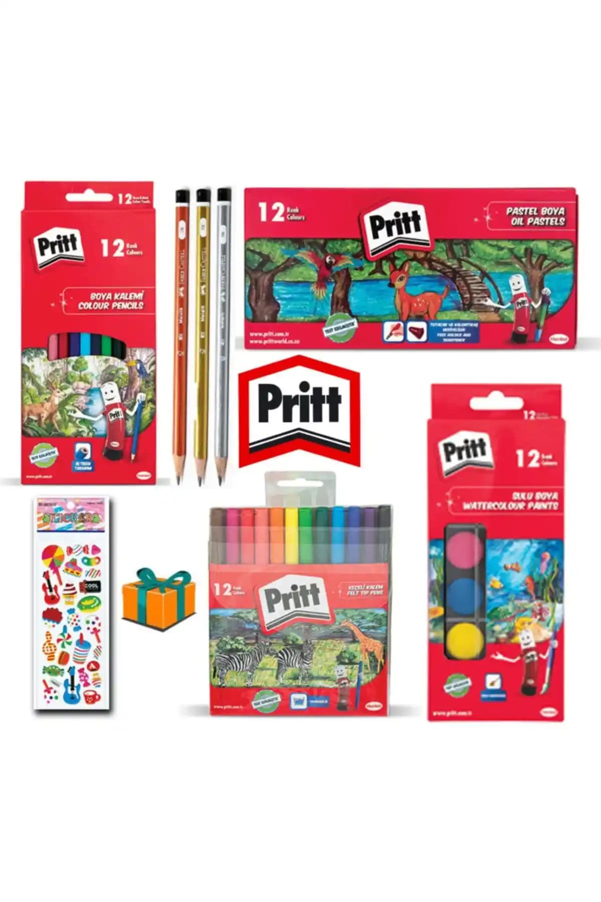 Genel Markalar 12'li Boya Seti Çocuklar İçin Güvenli ve Çok Yönlü Sanat Malzemeleri