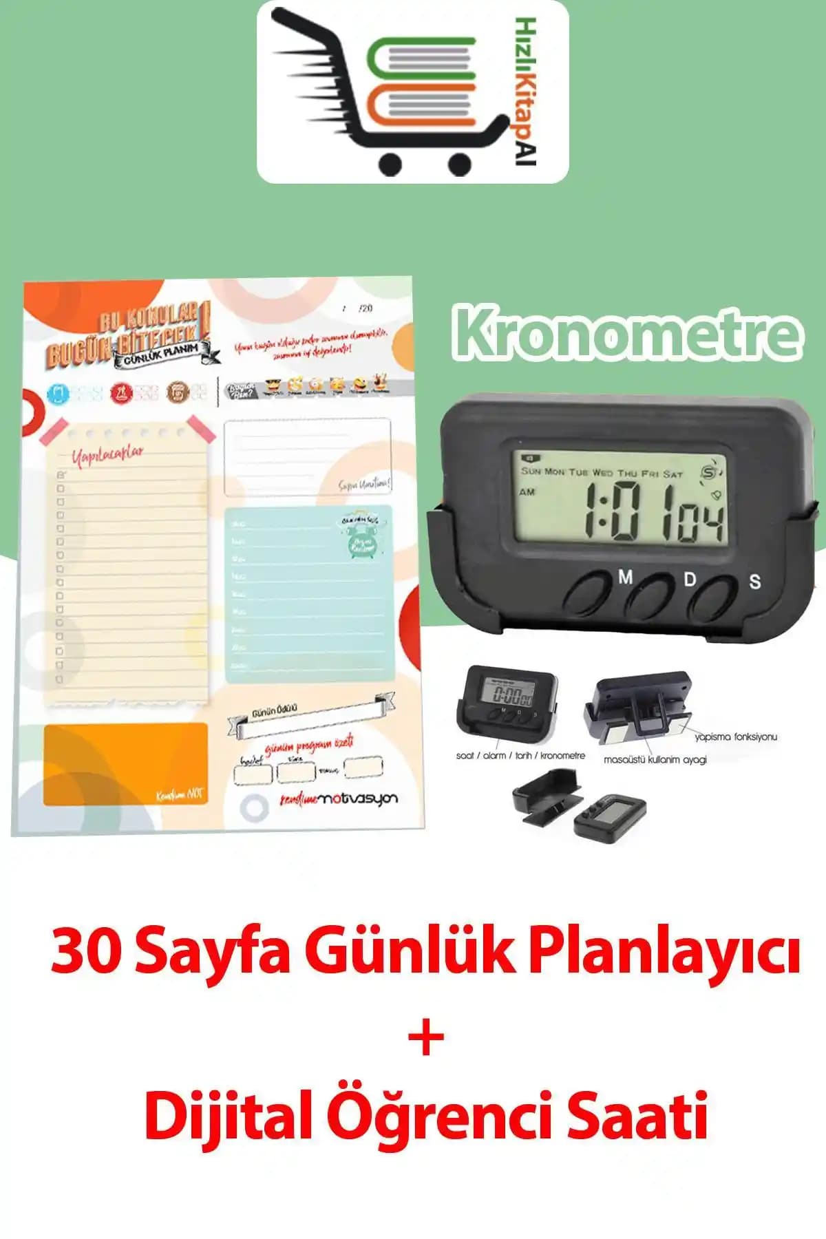 Genel Markalar Günlük Planlayıcı 30 Sayfa ve Dijital Kronometre ile Zaman Yönetimi
