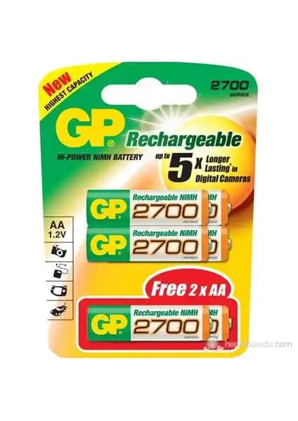 GP Şarjlı AA Pil 2600 mAh ile Uzun Ömürlü ve Güçlü Enerji Kaynağı