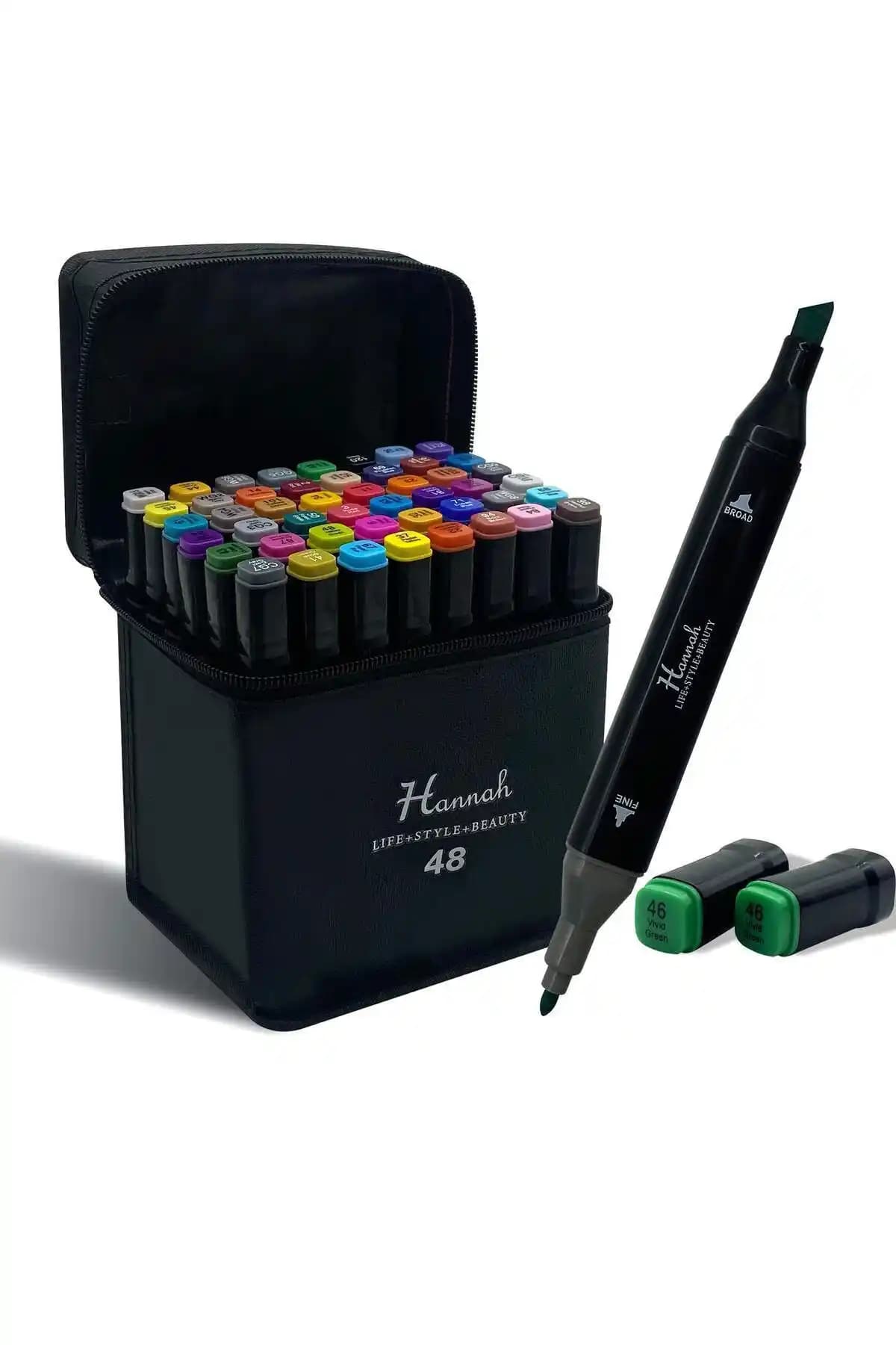 Hannah 48 Parça Çantalı Çift Taraflı Marker Seti ile Yaratıcılığınızı Geliştirin