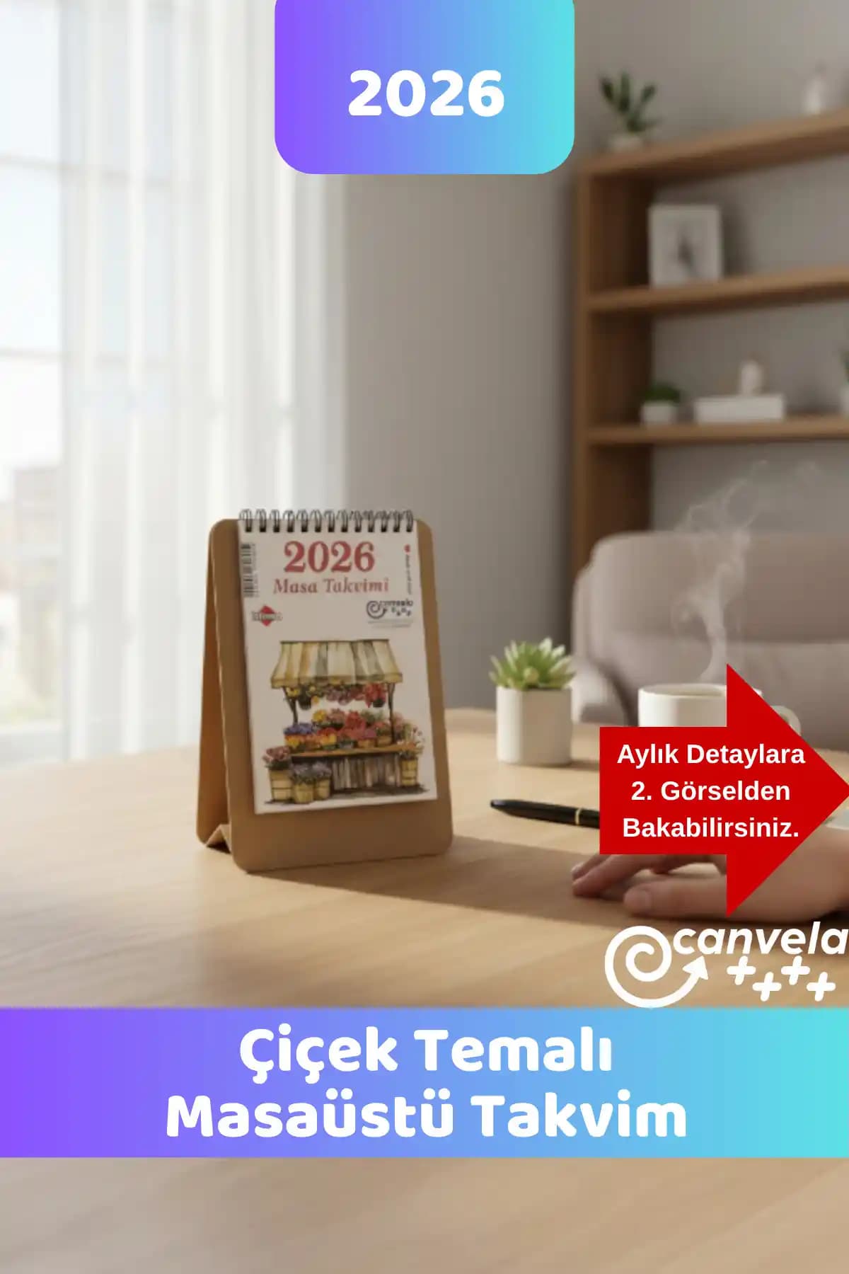 İstisna 2026 Masaüstü Takvim Çiçek Temalı Renkli ve Estetik Tasarım ile Ofis ve Ev Dekorunu Zenginleştirir