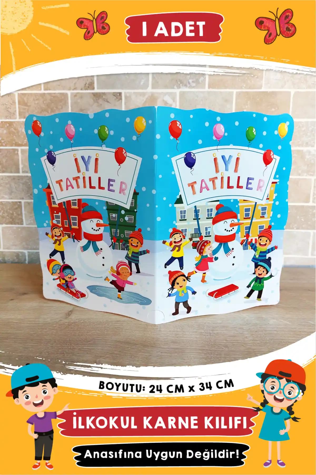 Kar Temalı Karne Kılıfı Öğrencilere Özel Şık ve Koruyucu Tasarım