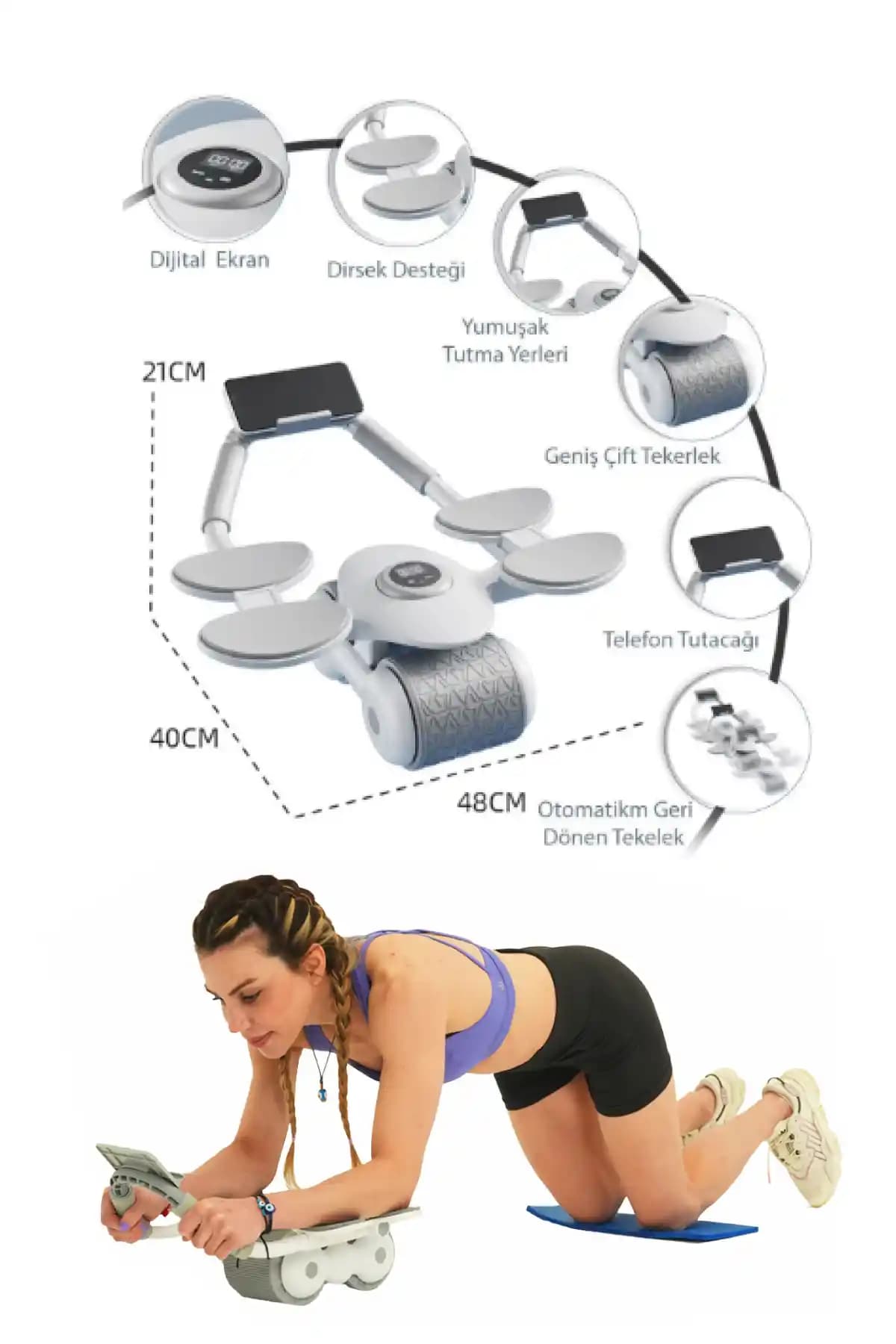Kochler Dijital Ekranlı Çek Bırak Egzersiz Aleti Karın ve Bel Kaslarını Güçlendiren Modern Tasarım