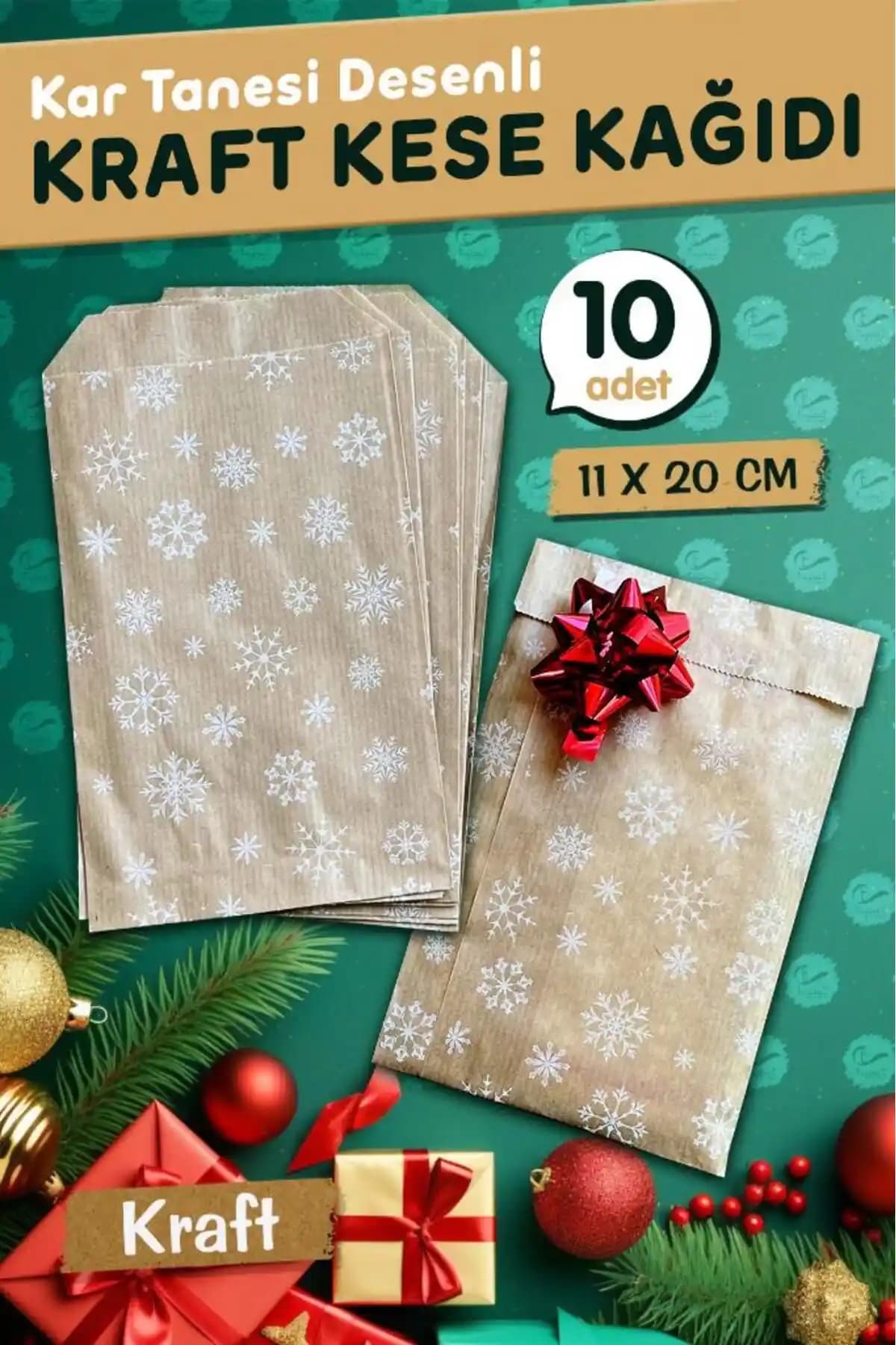 Küçük Boyutlu Kar Tanesi Desenli Kese Kağıdı Şık ve Çok Amaçlı Kullanım İmkanı Sunar