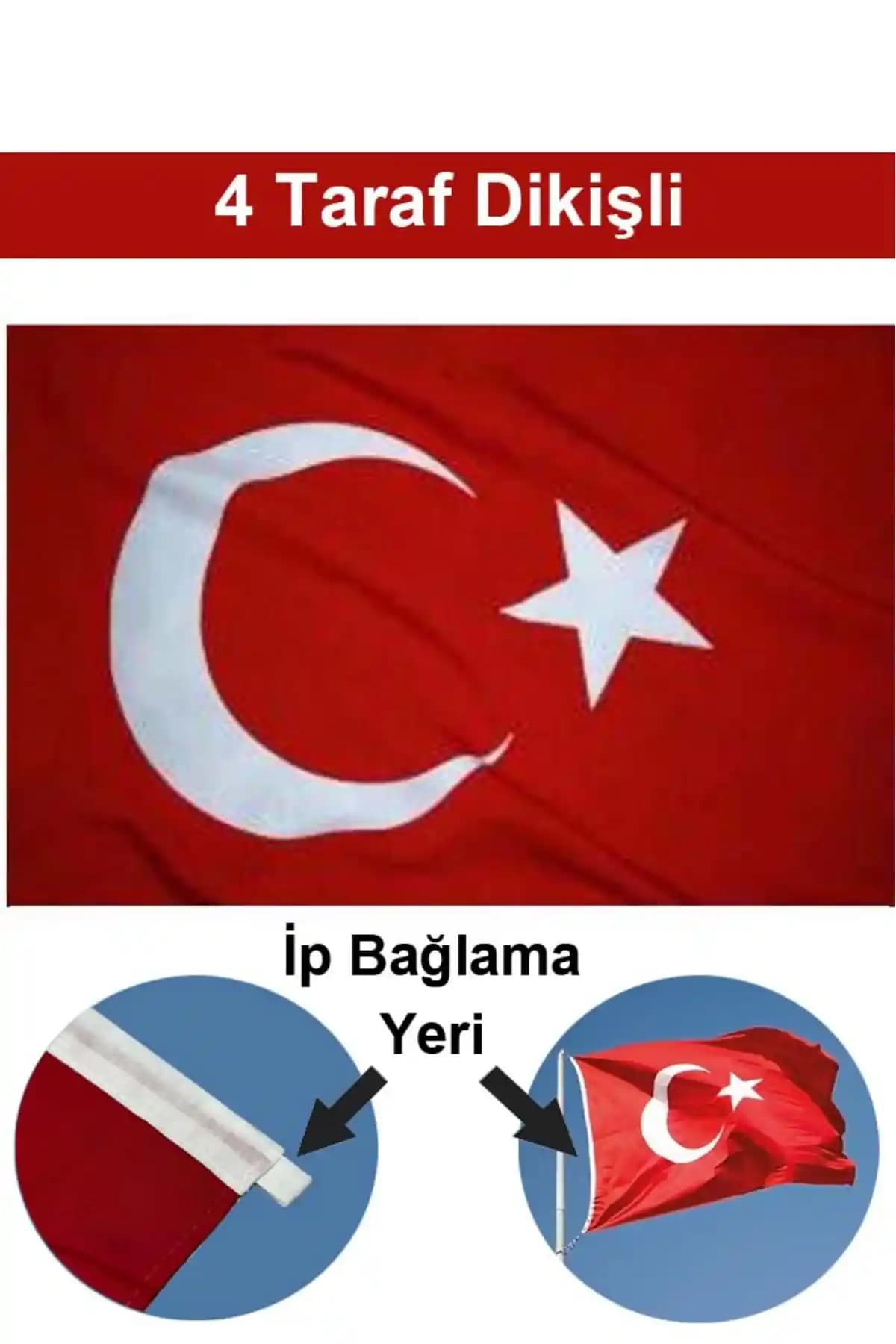 Liggo 100x150 Cm Türk Bayrağı Kaliteli ve Dayanıklı Alpaka Kumaş Tasarımı