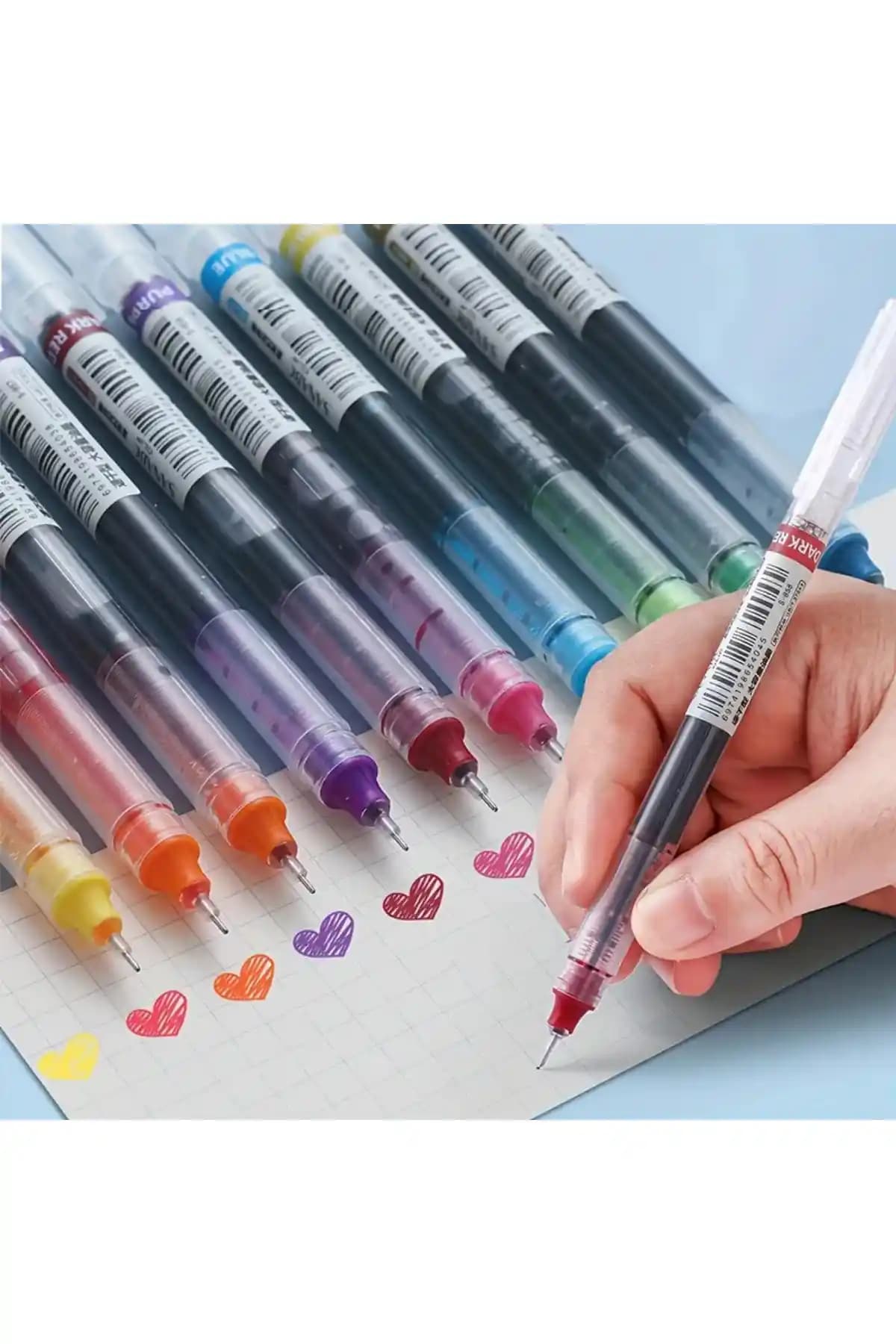 MAVIGOK 12 Renkli Hızlı Kuruyan İnce Uç Tükenmez Kalem Seti Detaylı Yazım ve Çizim İçin