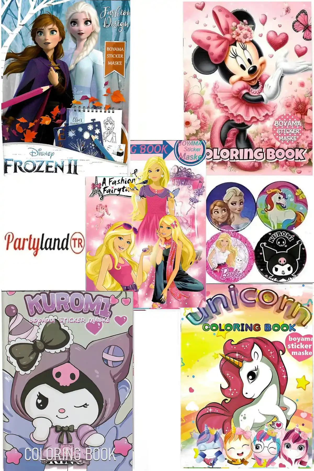 PartylandTR 5'li Boyama Kitabı Seti Çocuklar İçin Yaratıcılık ve Eğlence Kaynağı