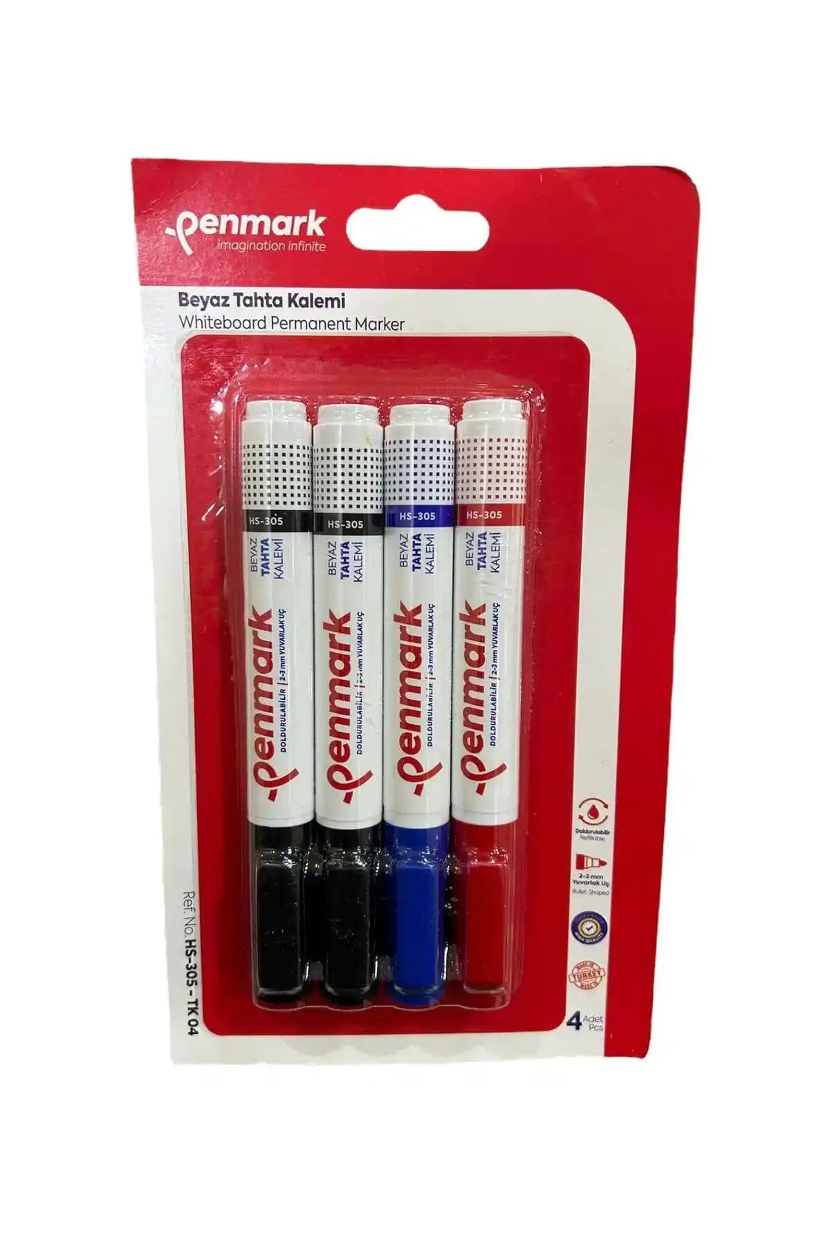Penmark Beyaz Tahta Kalemi 4'lü Vakumlu Blister Paket ile Ofis ve Eğitim Kullanımı