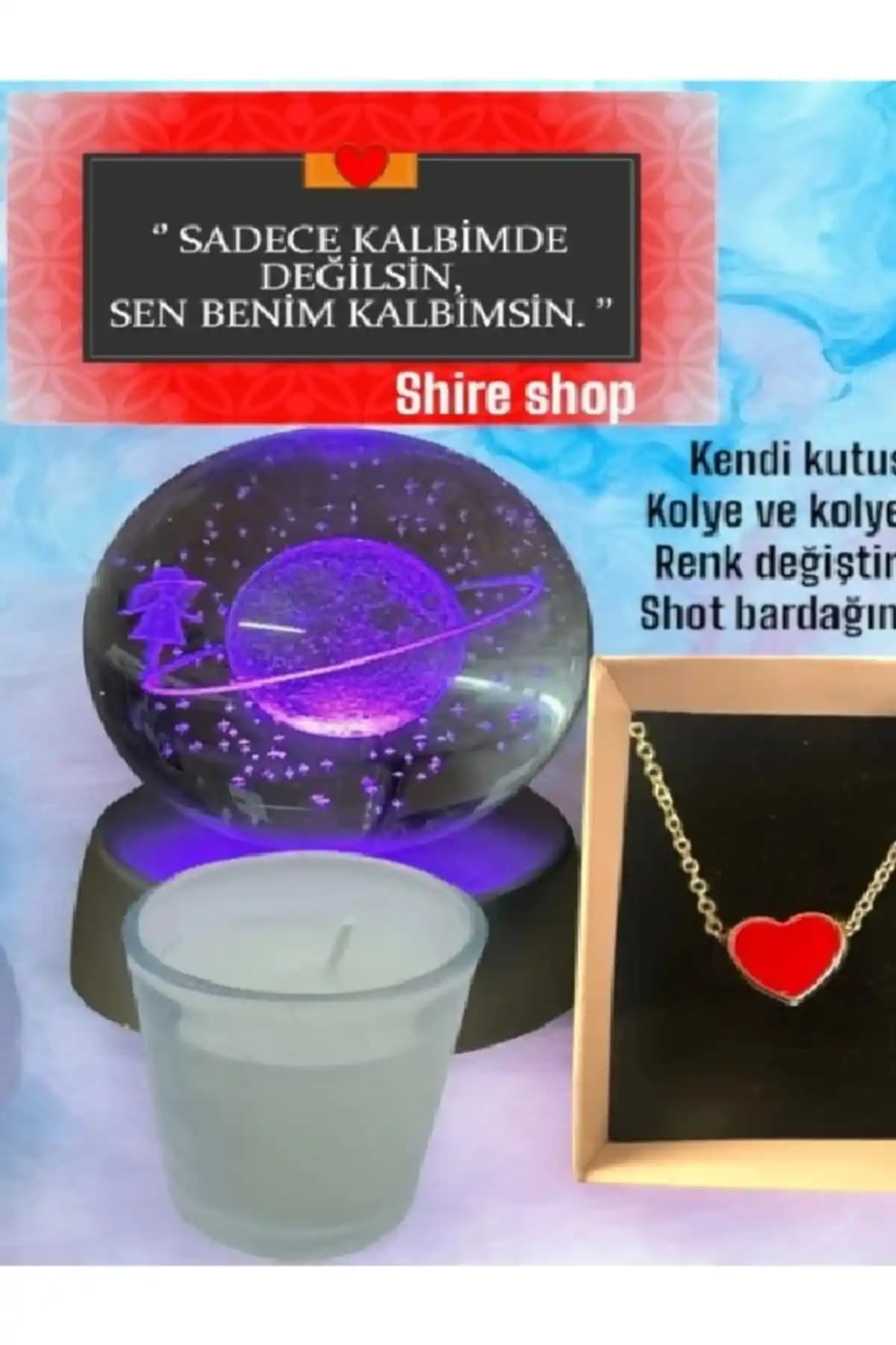 Renk Değiştiren LED Işıklı Cam Satürn ve Kristal Top Dekoratif Aksesuarlar