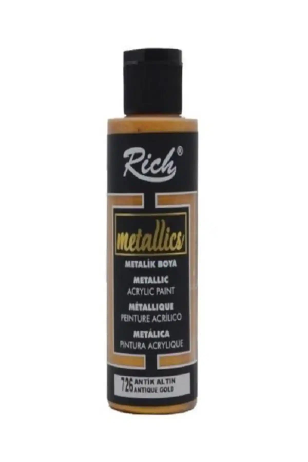 Rich Metalik Akrilik Boya Antik Altın 120cc Yüksek Kaliteli Metalik Efektler
