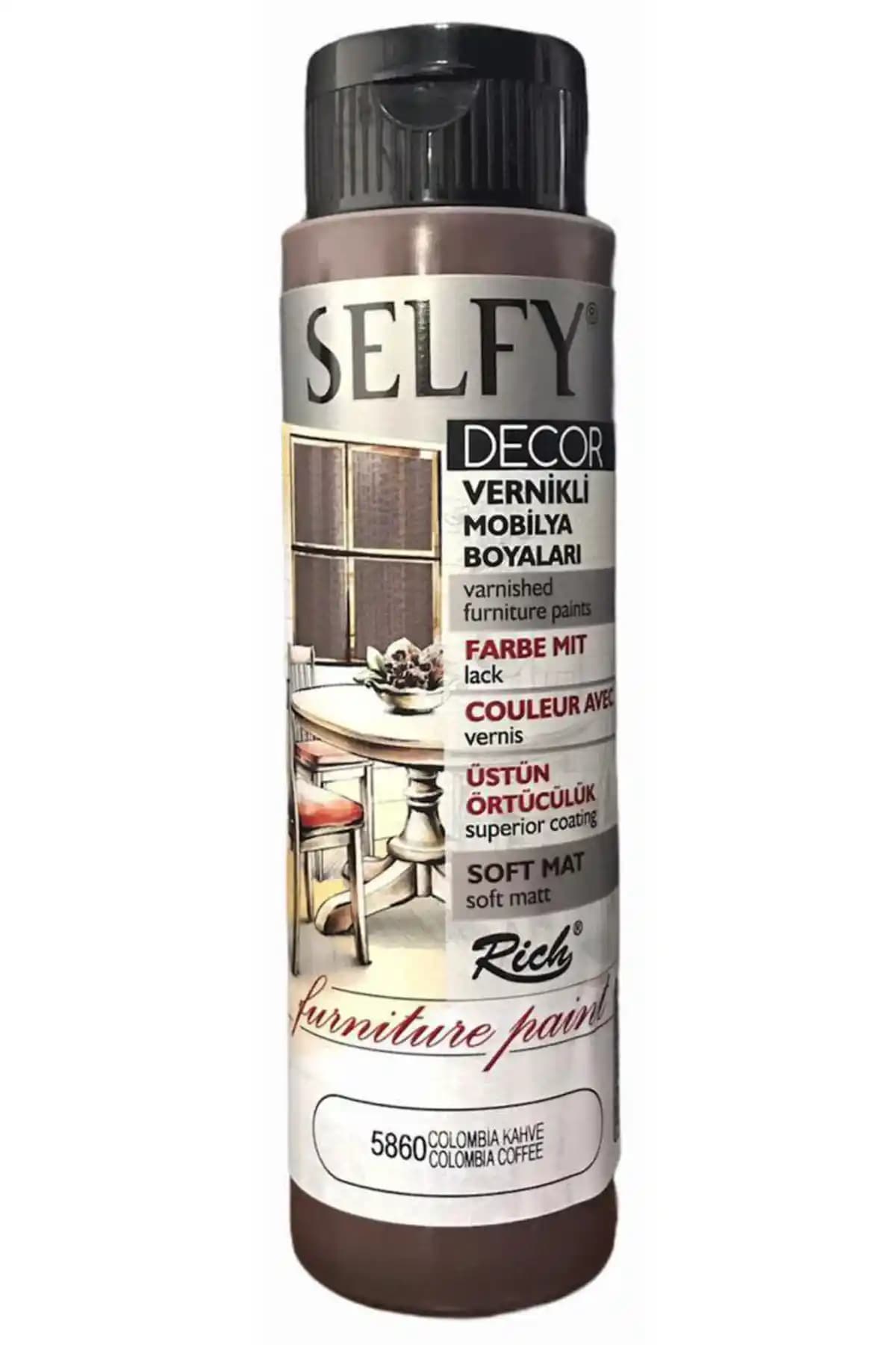 Rich Selfy Decor Vernikli Boya Colombia Kahve 500cc İç Mekan ve Mobilya Dekorasyonu İçin