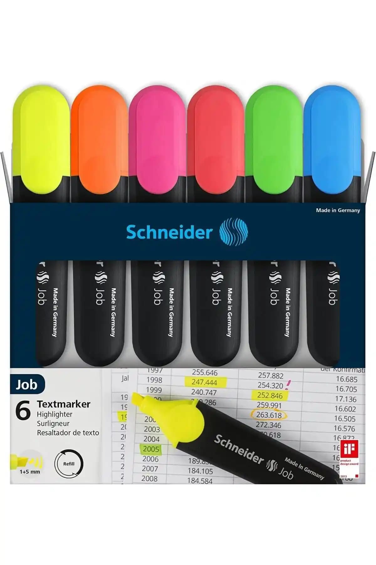 Schneider Job 150 Neon Fosforlu Kalem Seti: Canlı Renkler ve Çok Yönlü Kullanım İmkanı