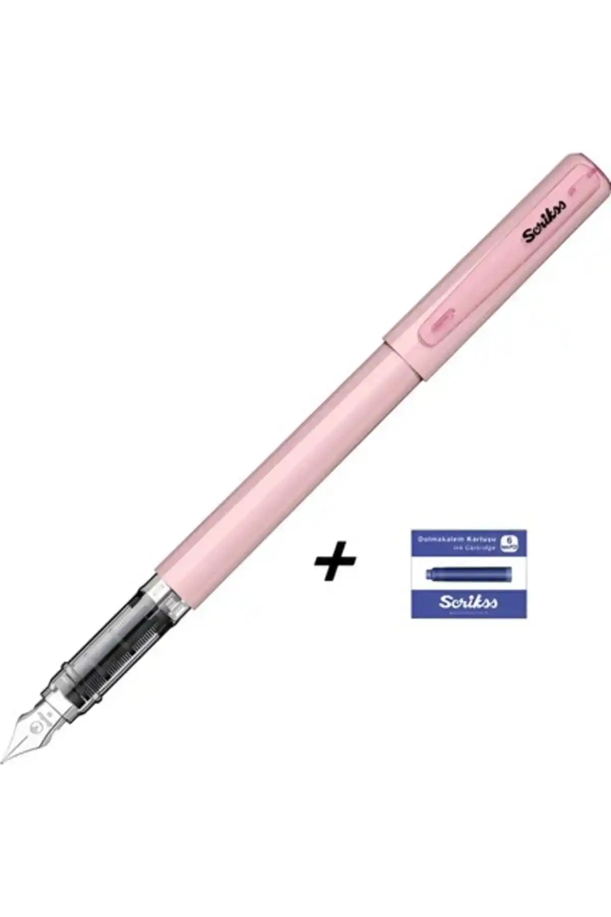 Scrikss Prımeo Pembe Dolma Kalem ve 6'lı Mavi Kartuş Seti Türkiye Üretimi