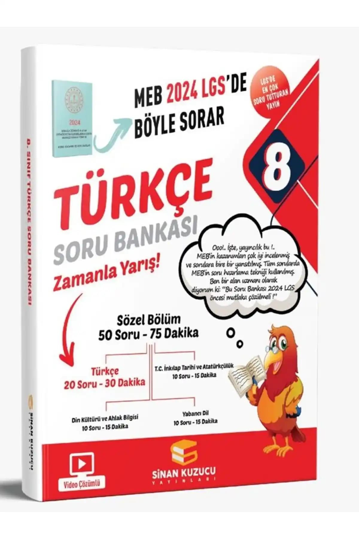 SİNAN KUZUCU YAYINLARI 8. Sınıf Türkçe Soru Bankası 2024 LGS Hazırlık Kaynağı