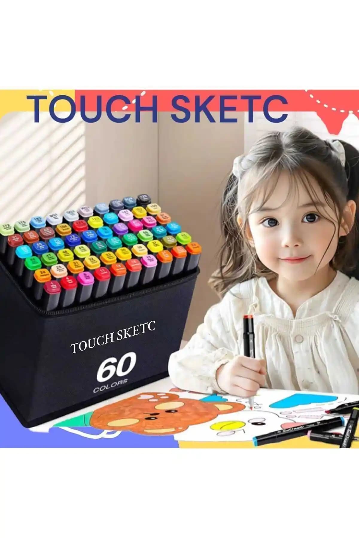 Touch Sketc 60 Renk Çift Taraflı Fırça Uçlu Marker Kalem Seti ile Yaratıcılığınızı Geliştirin