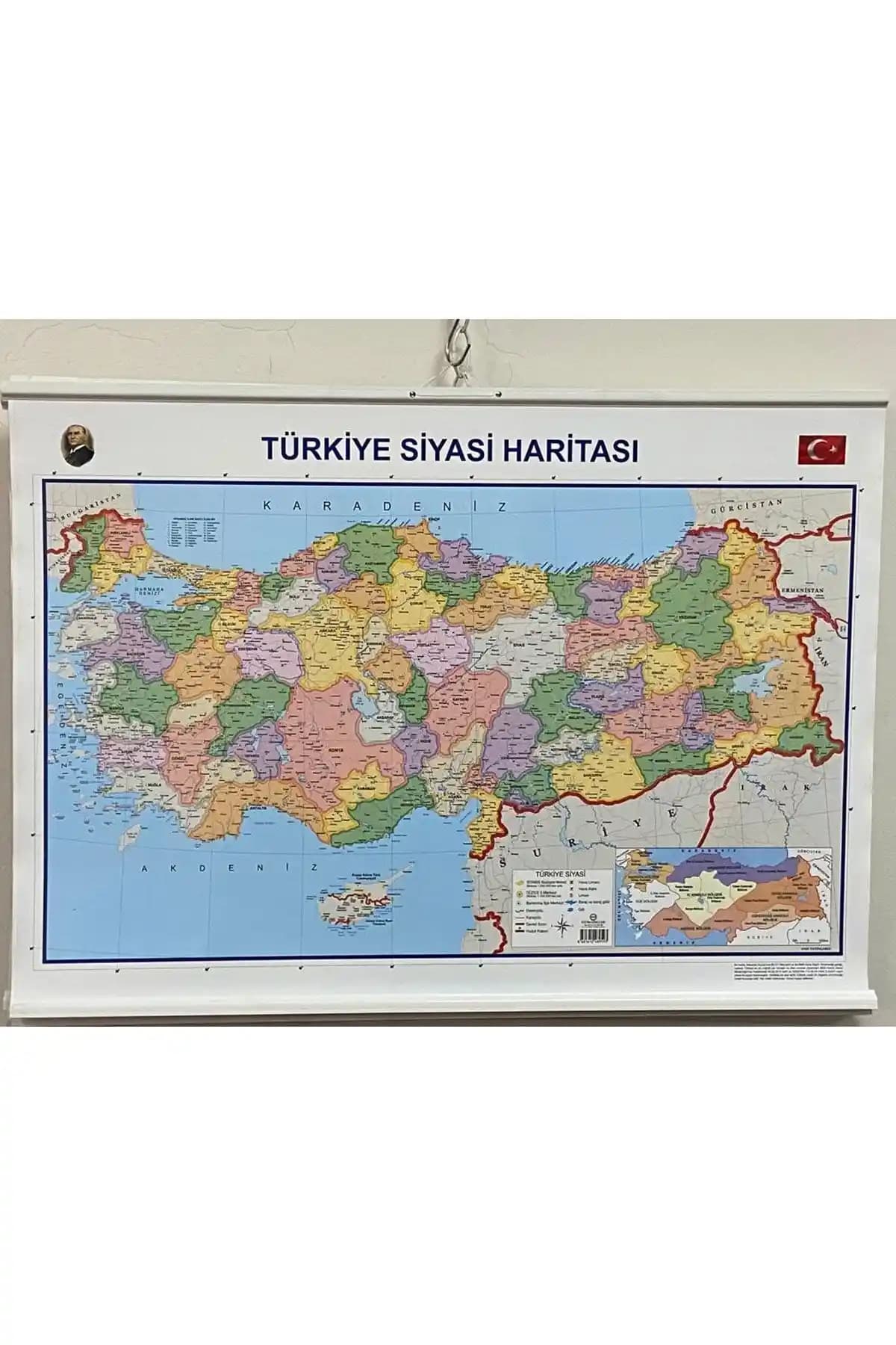 Türkiye Haritası Çift Taraflı 70x100 Cm - Detaylı ve Güncel Eğitim Aracı