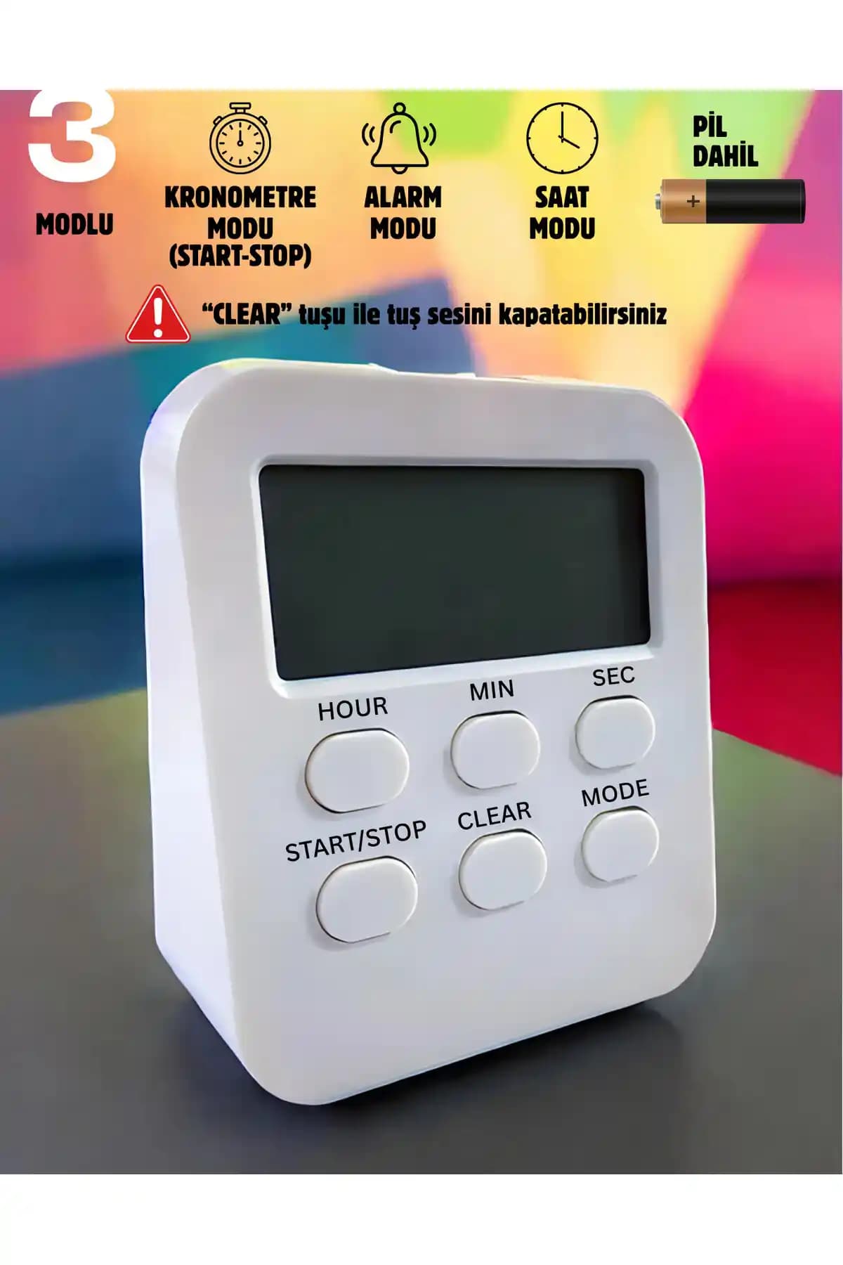 Unichrome Öğrenci ve Ofis Kullanımı İçin Çok Fonksiyonlu Kronometreli Saat