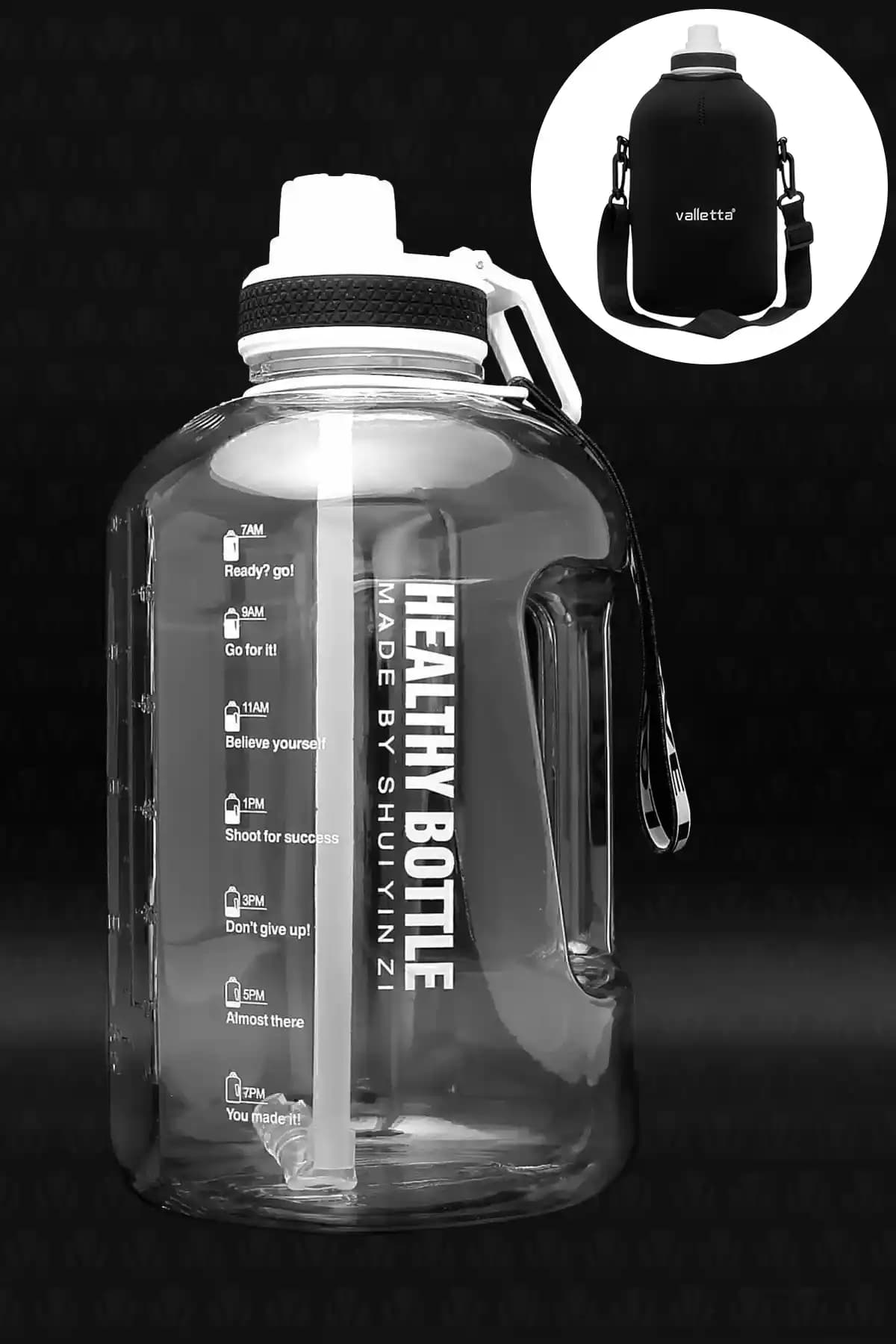 Valletta Winta BPA İçermeyen Motivasyonel Su Matarası 2.5 L Sağlıklı ve Şık Tasarım