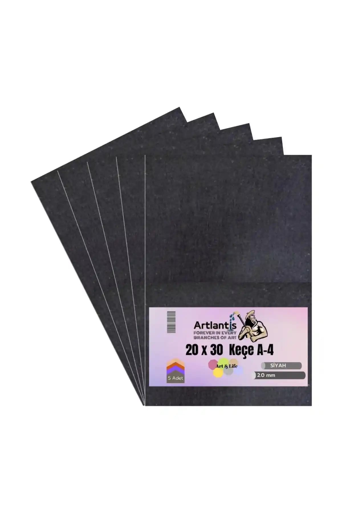 Artlantis Siyah Keçe A4 2 mm Çok Amaçlı Dayanıklı Süsleme Malzemesi Türkiye Menşei