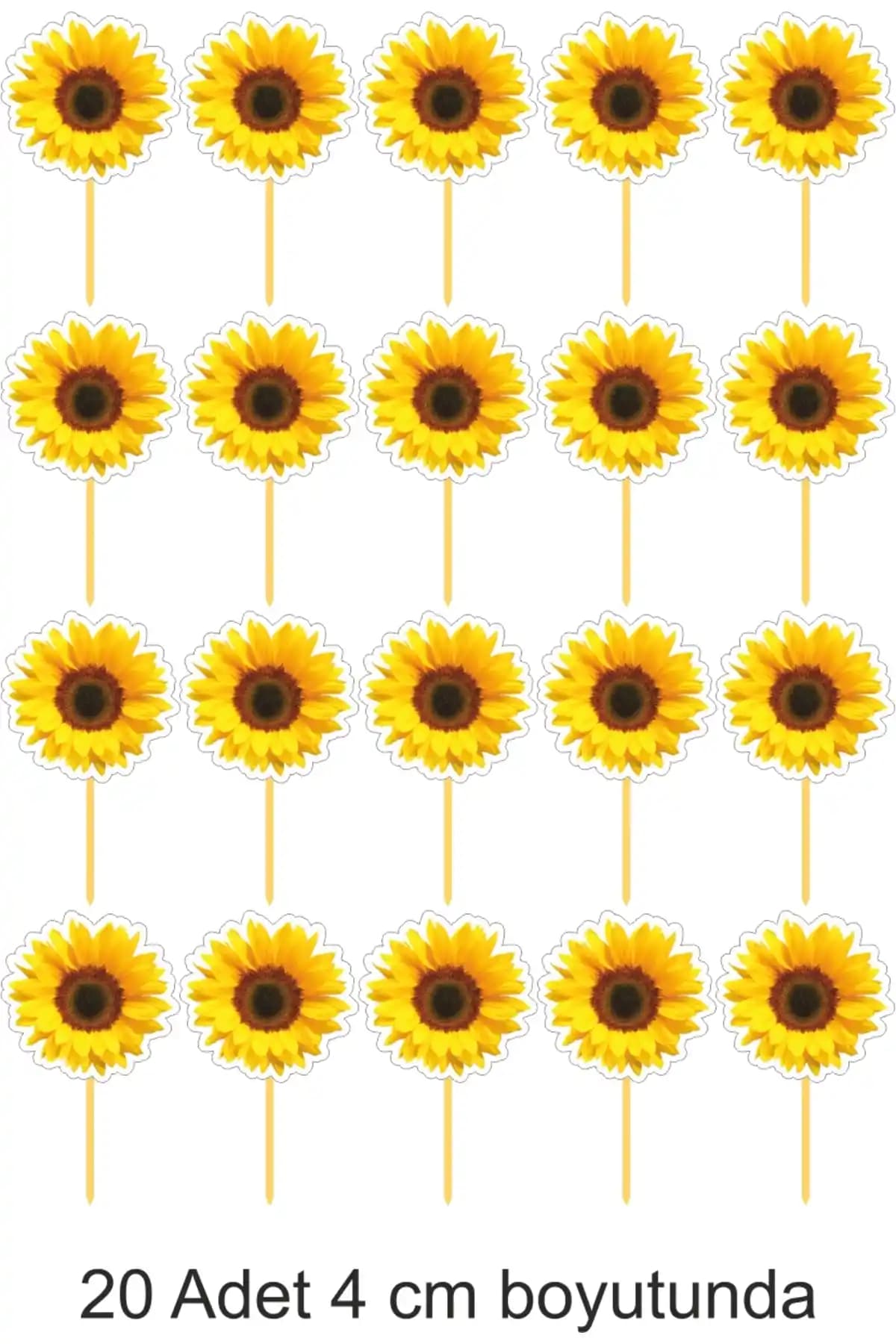 Ayçiçeği Temalı Pasta Kürdanları Estetik ve Kaliteli Tasarım ile Süsleme Çözümü