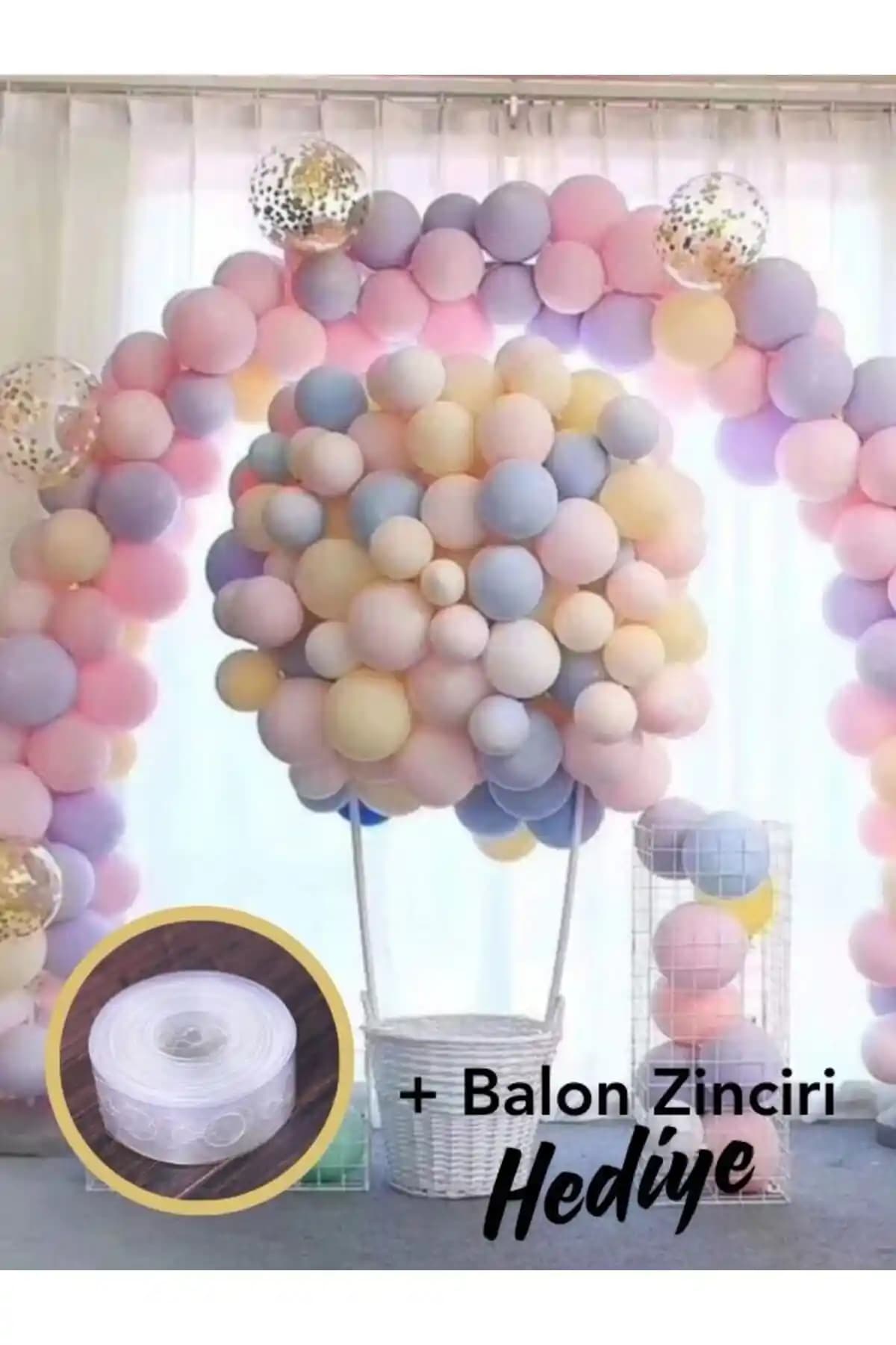 Balon Home 100'lü Karışık Makaron Balonlar Renkli ve Güvenli Parti Dekorasyonu İçin