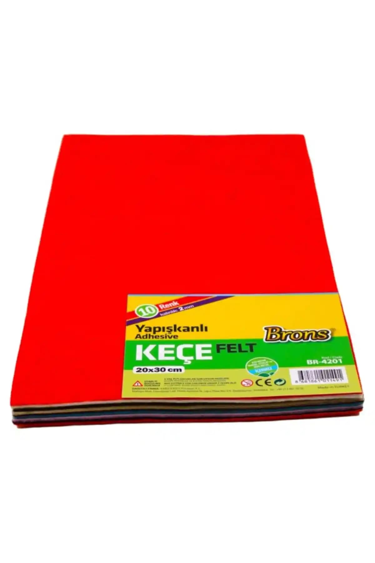 Brons A4 Yapışkanlı Çok Renkli Keçe 10'lu Paket Yaratıcı El İşleri ve Hobi Malzemeleri