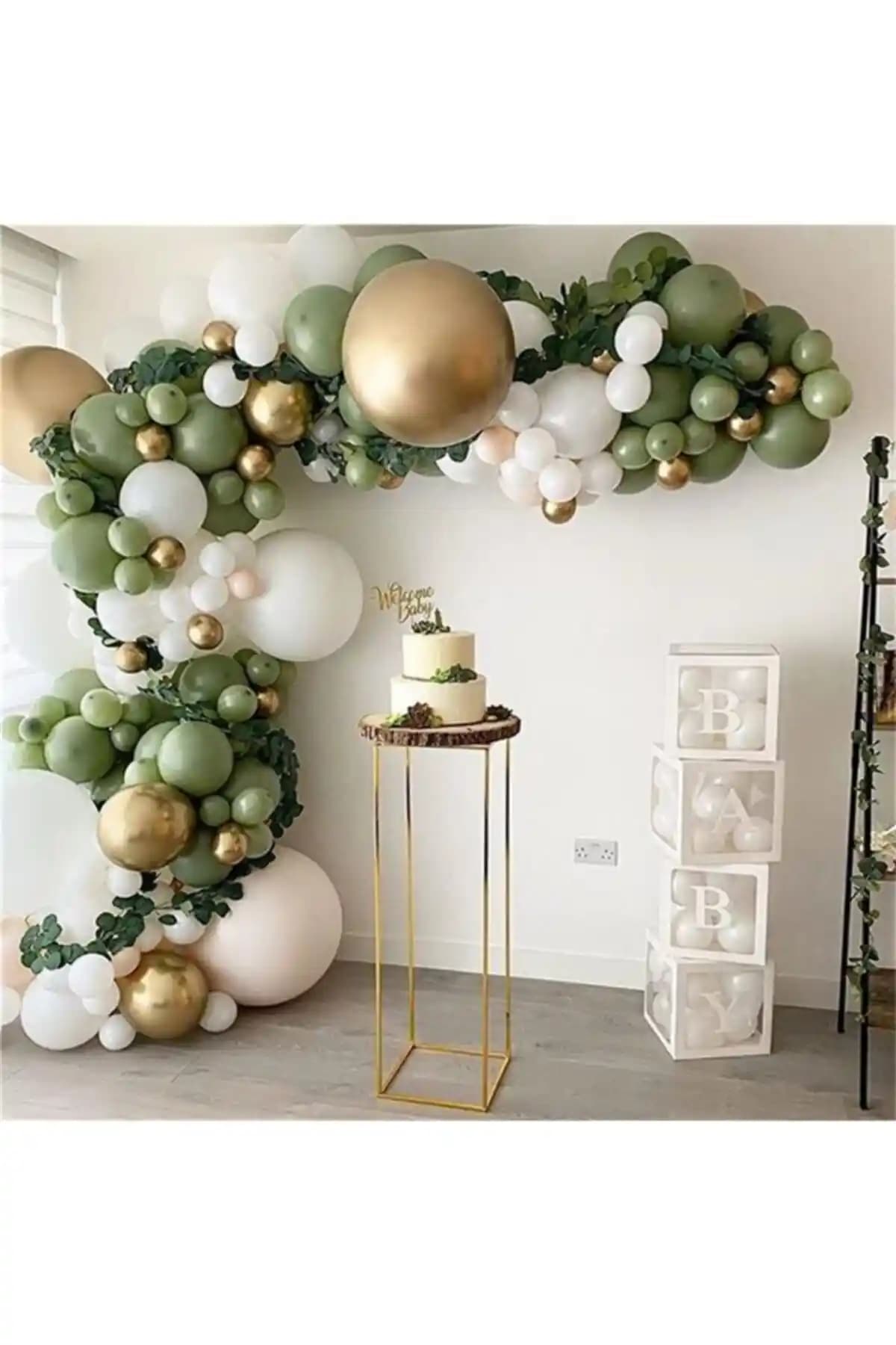 Çemrek Süs Parti Retro Gold Yeşil Balon Zinciri Seti ile Renkli Dekorasyon Çözümleri