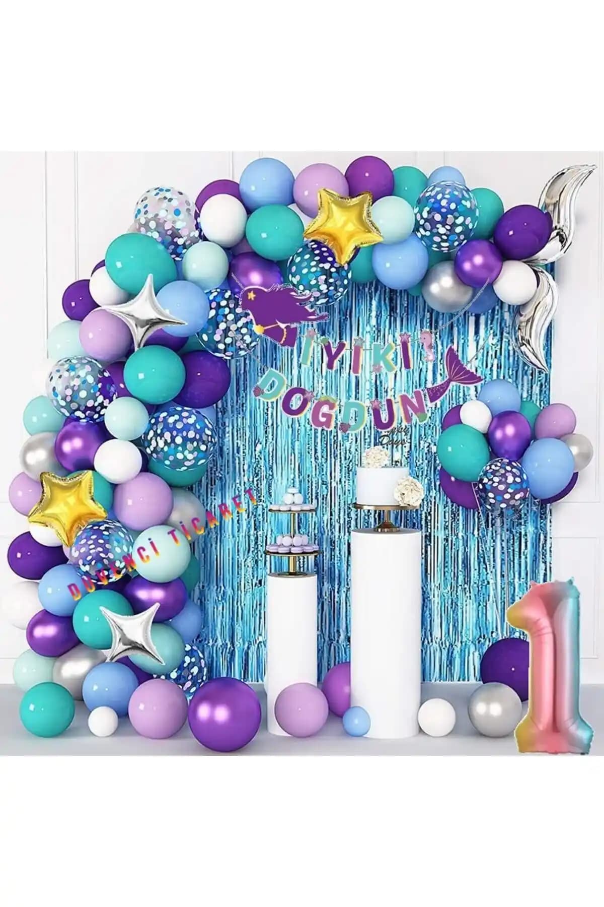 Deniz Kızı Temalı Balon Zincir Seti ile Doğum Günlerini Renkli ve Eğlenceli Hale Getirin
